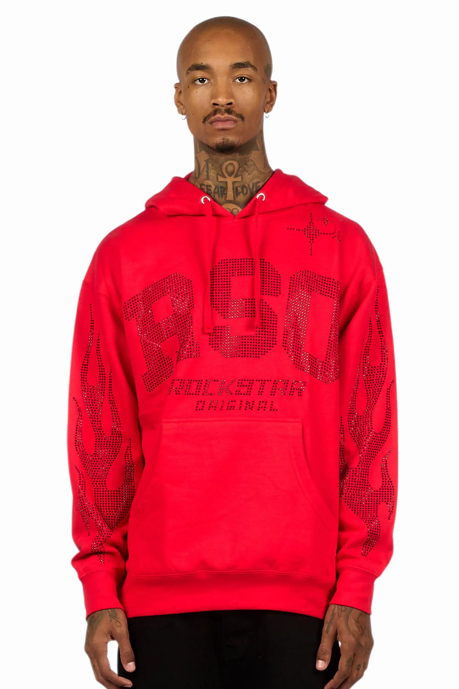 Merek Red/Black Rhinestone Graphic Hoodie