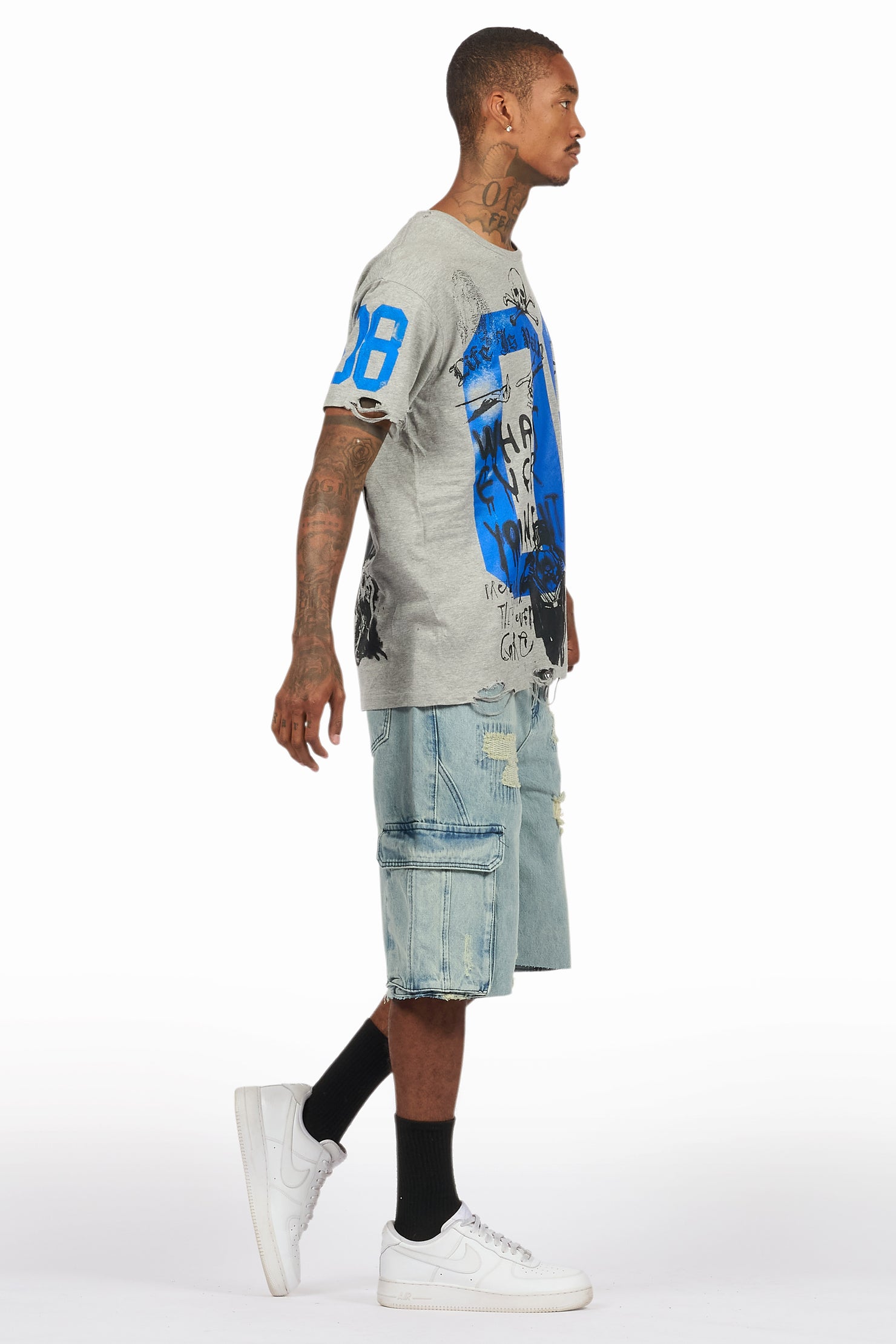 Grill Grey/Light Blue T-Shirt/Denim Short Set