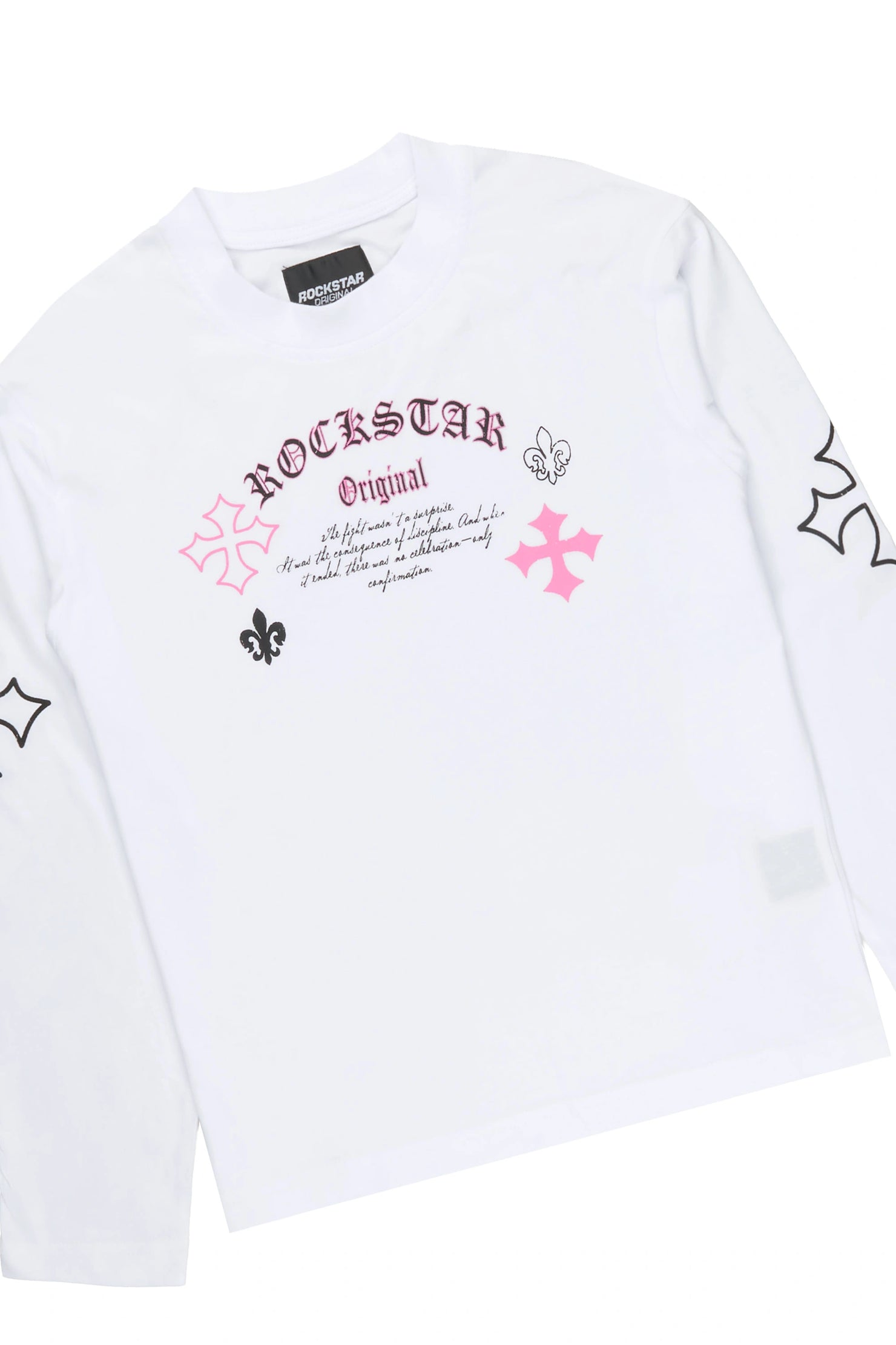 Girls Deshunique White/Pink Long Sleeve T-Shirt Track Set