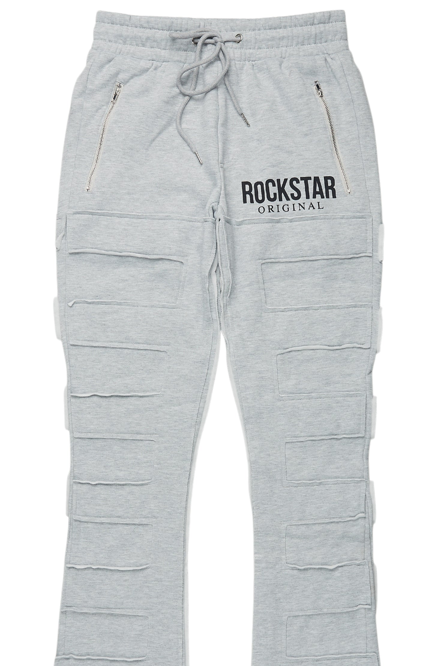 Emilio Heather Grey Stacked Flare Track Pant