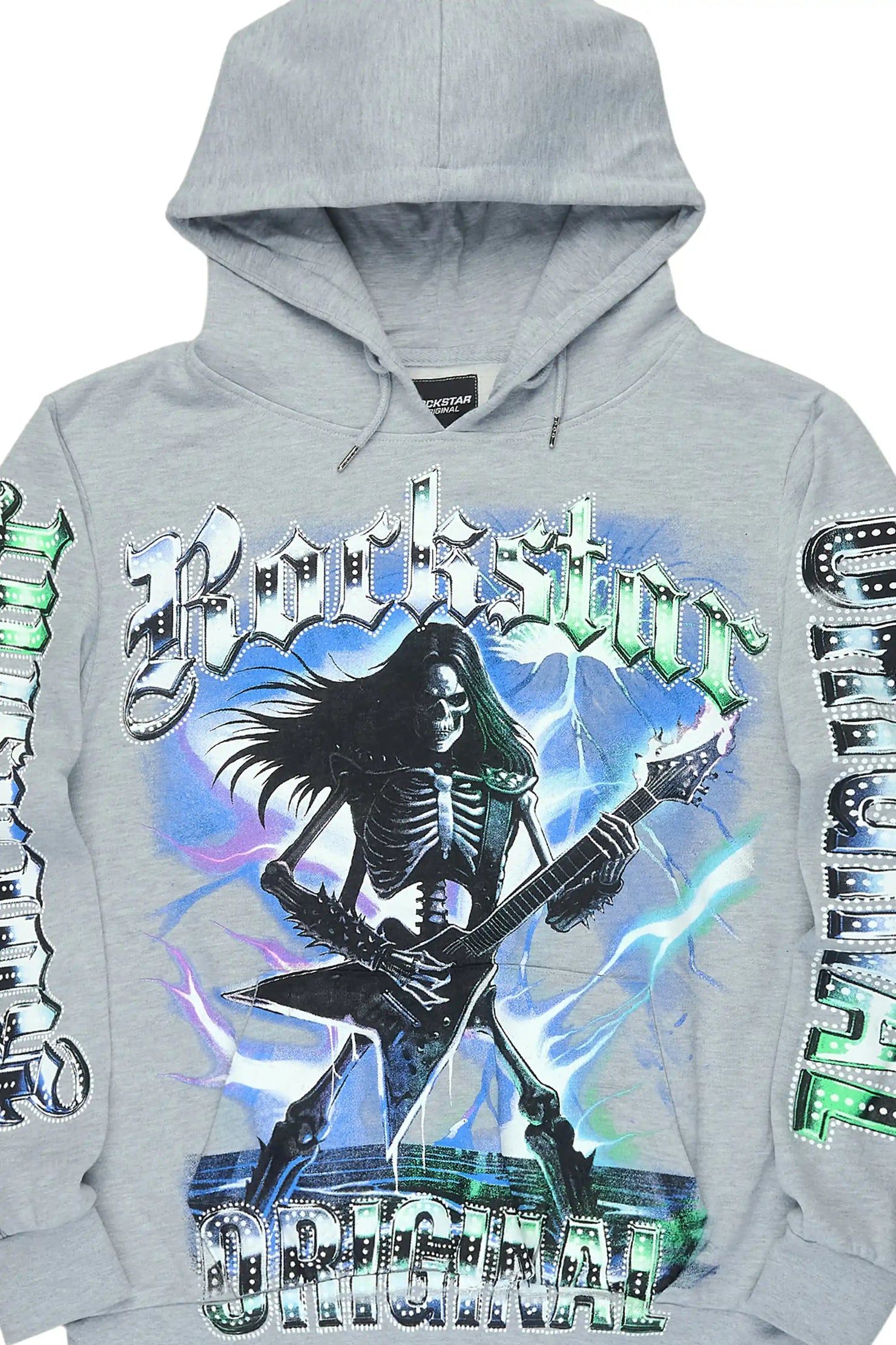 Wekken Heather Grey/Blue Graphic Hoodie