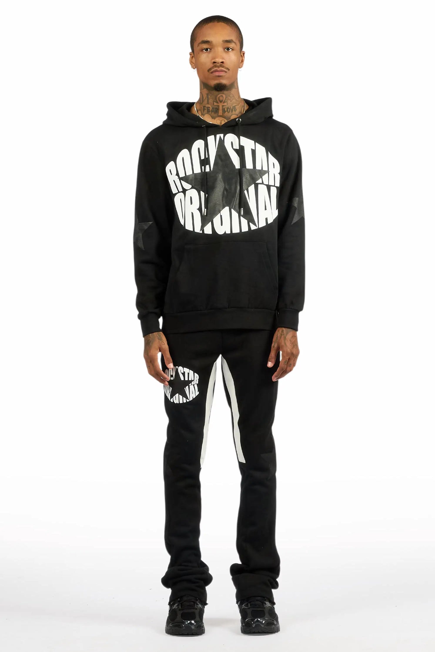 States Black/Black Hoodie Stacked Flare Track Set