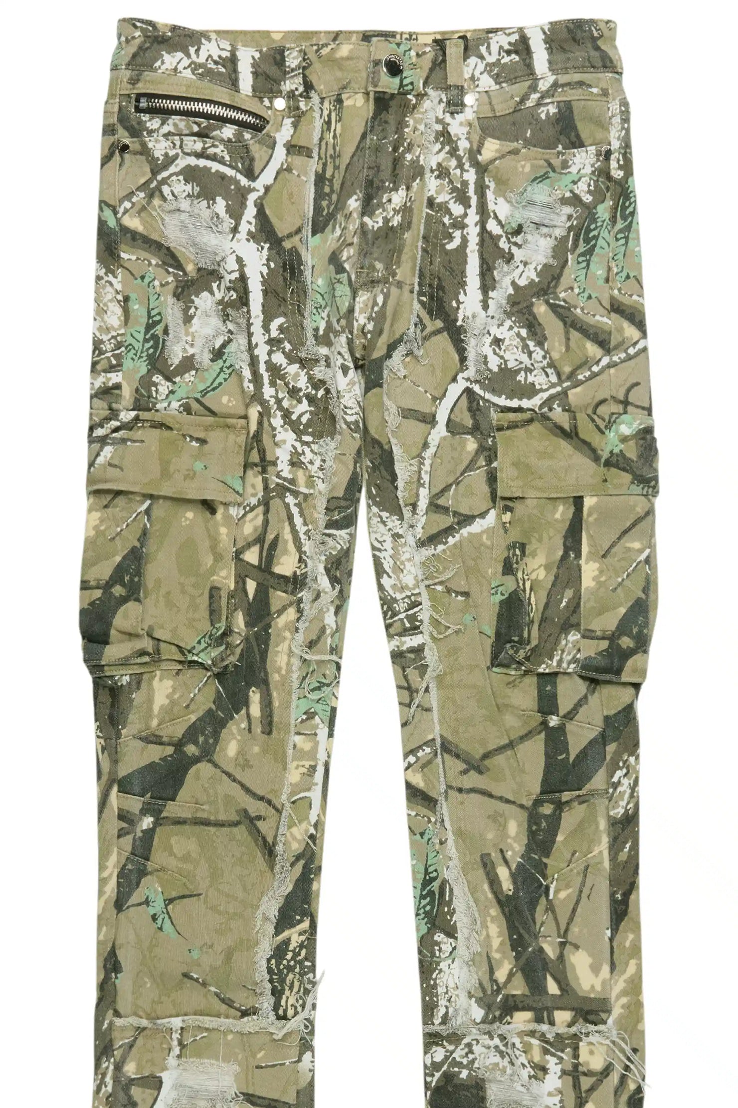 Aftermath Tree Camo/White Stacked Flare Jean