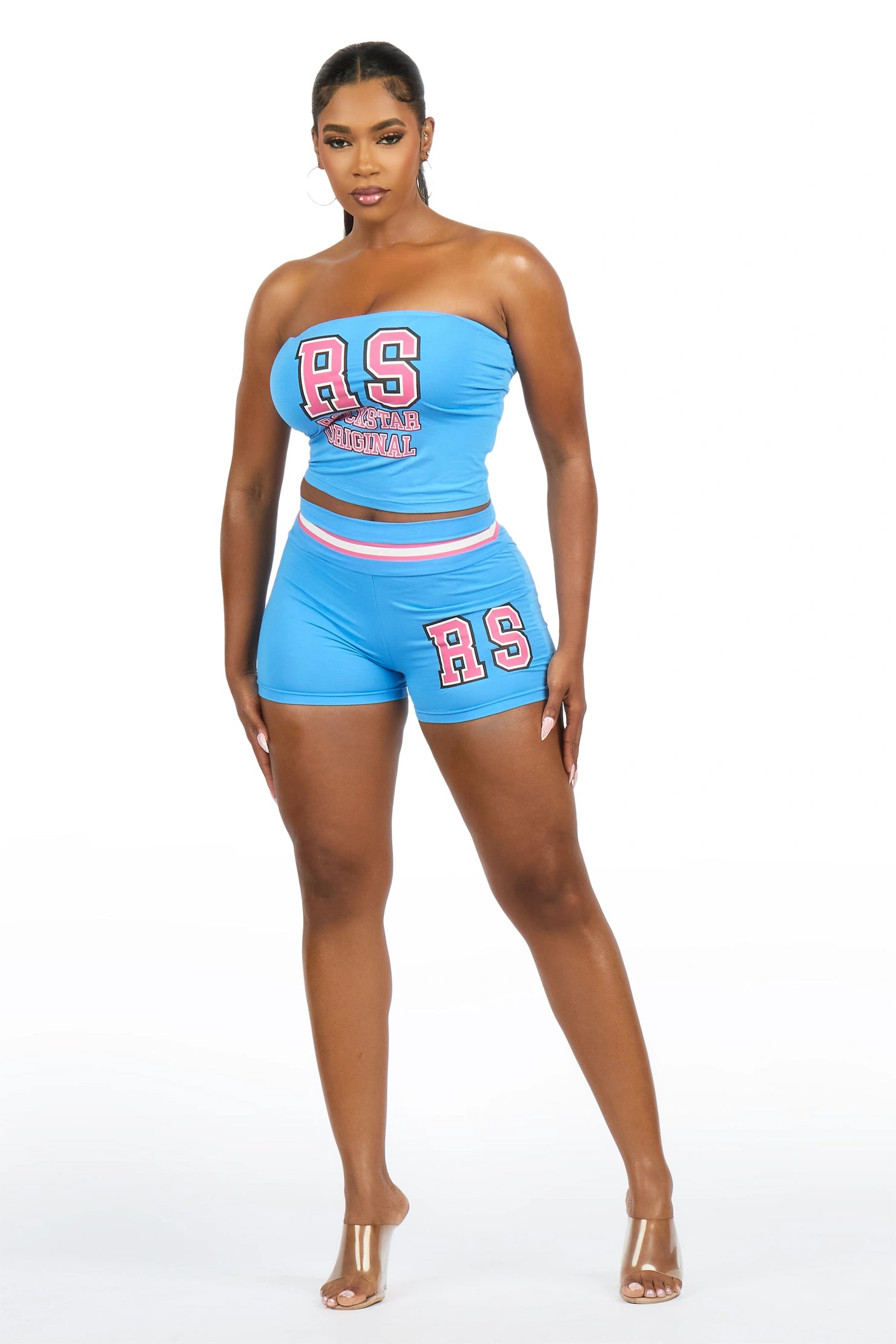 Celestina Blue Tube Short Set