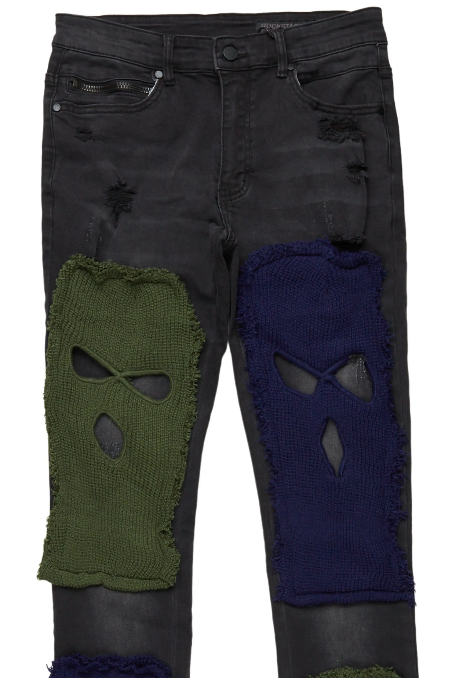 Destry Black Patchwork Stacked Flare Jean