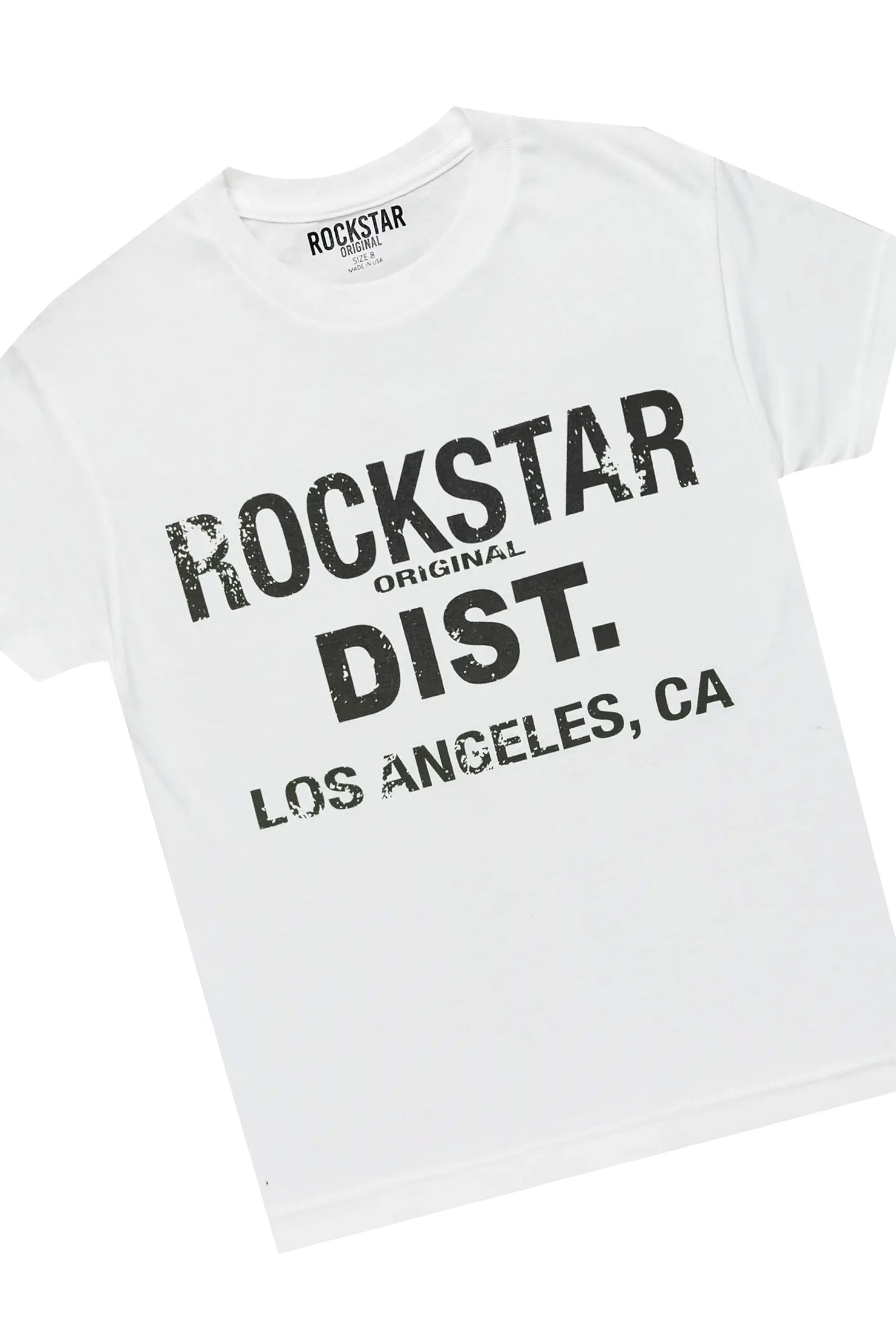 Boys Korrit White/Grey T-Shirt Stacked Pant Set