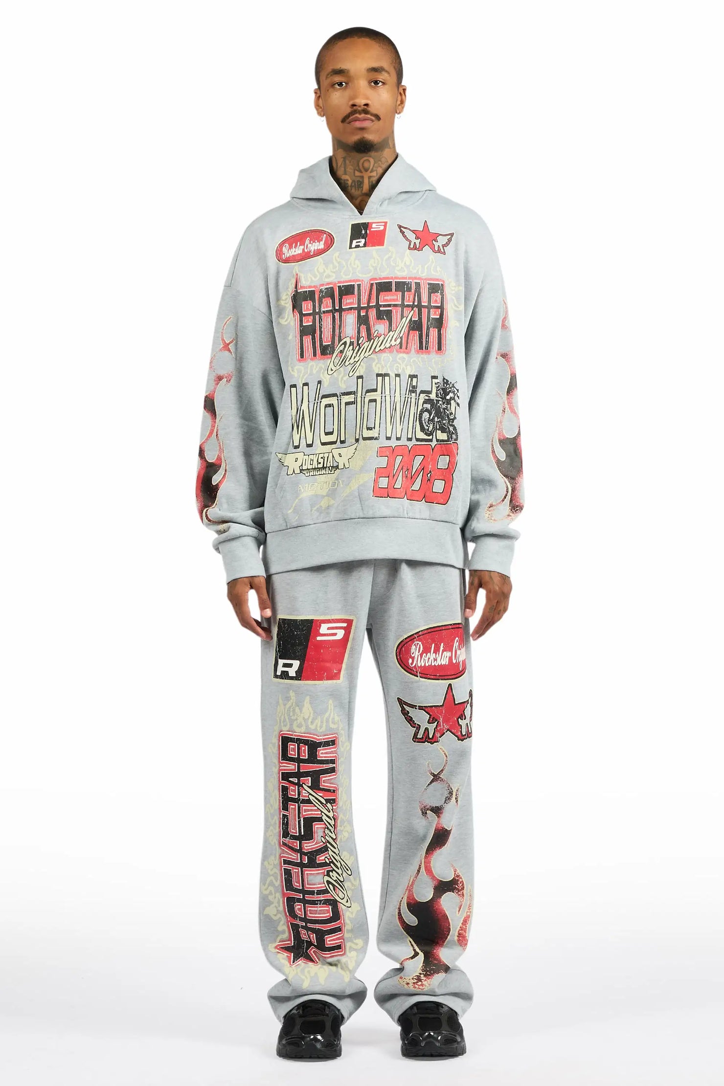 Deangelo Heather Grey Hoodie/Baggy Track Pant Set