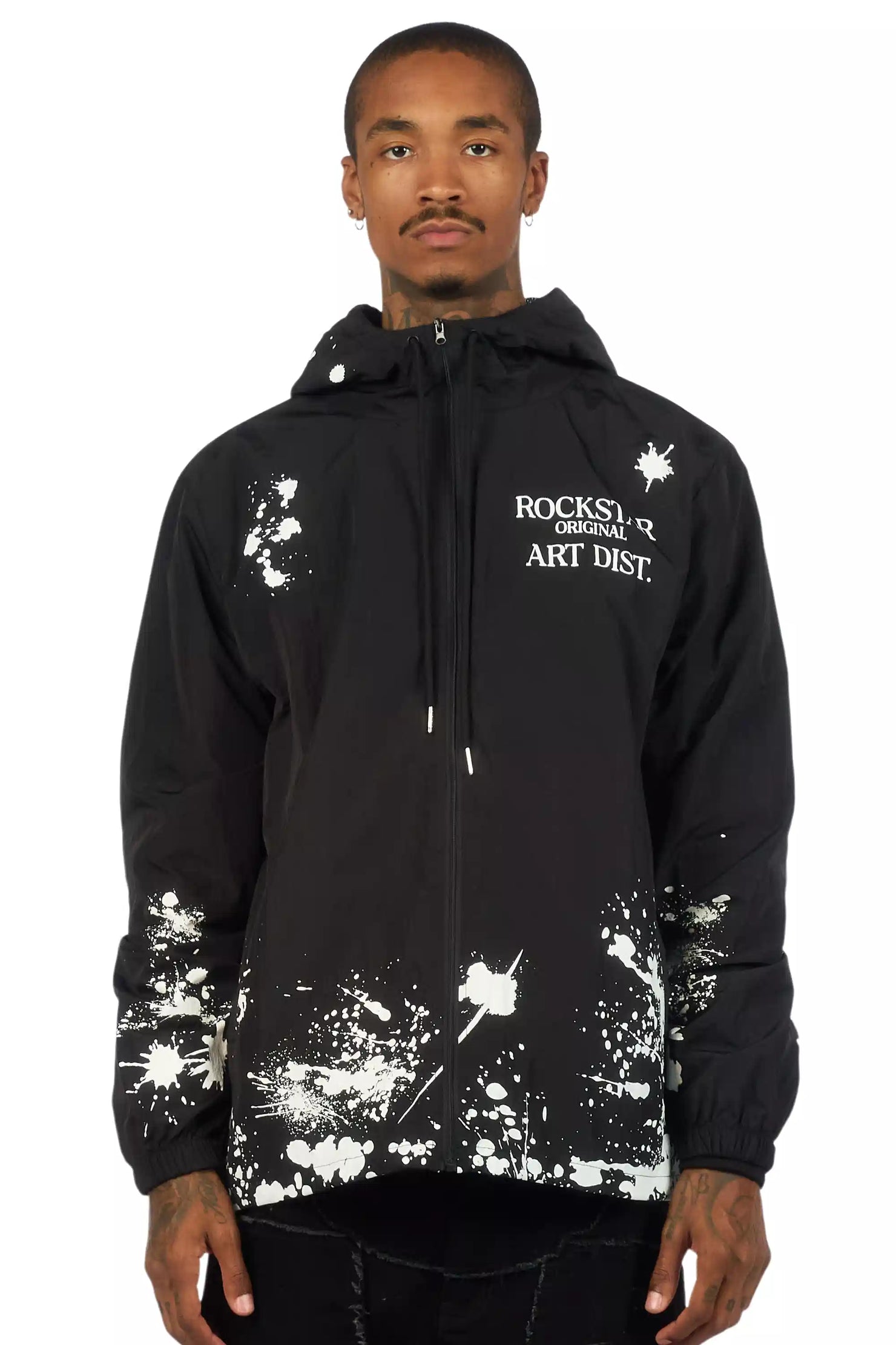 Raffer Black Graphic Windbreaker