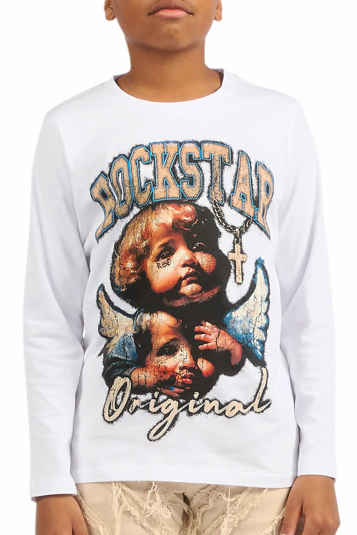 Boys Deiter White Long Sleeve Graphic T-Shirt