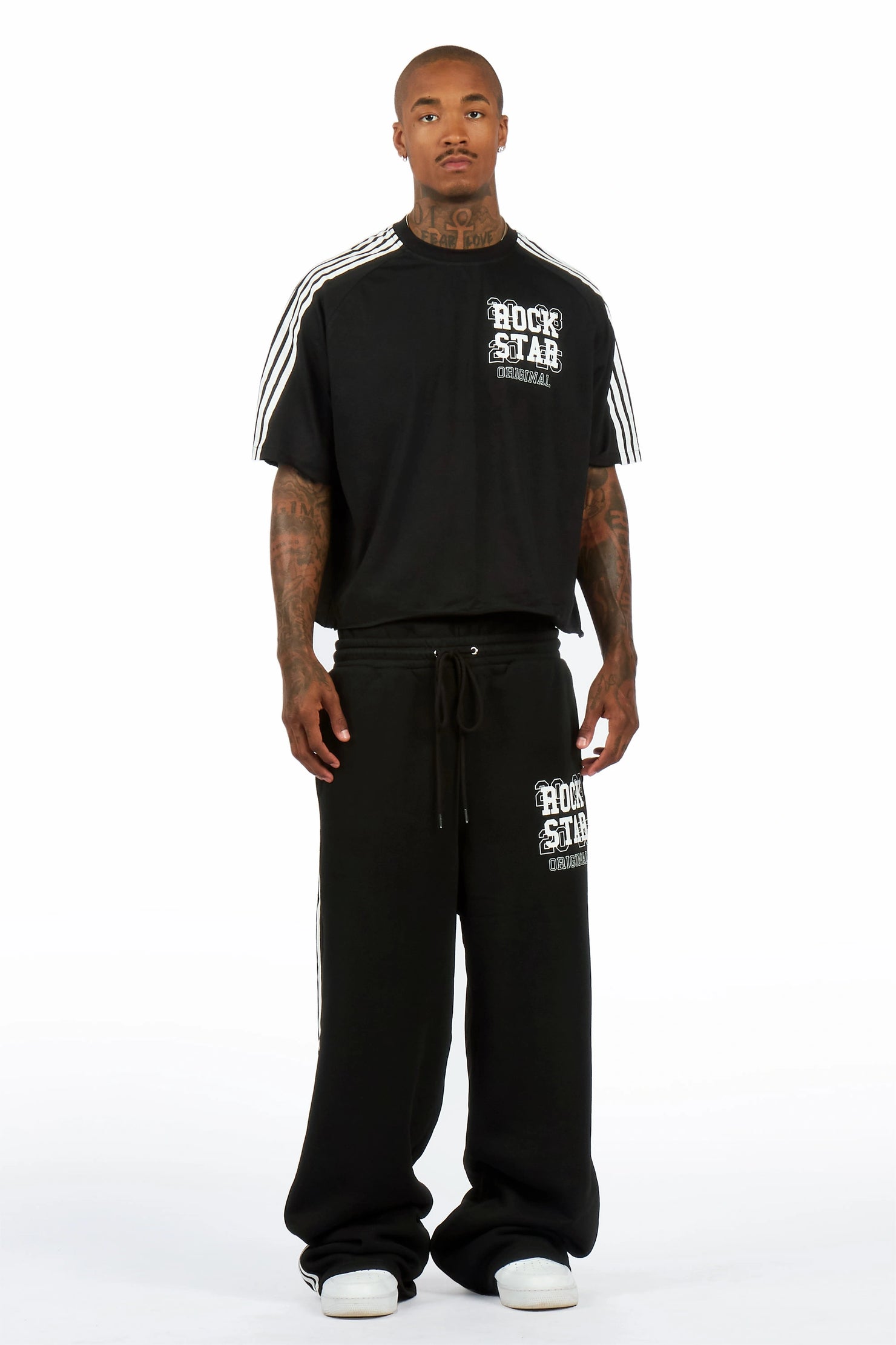 Berco Black T-Shirt/Double Waisted Baggy Track Set