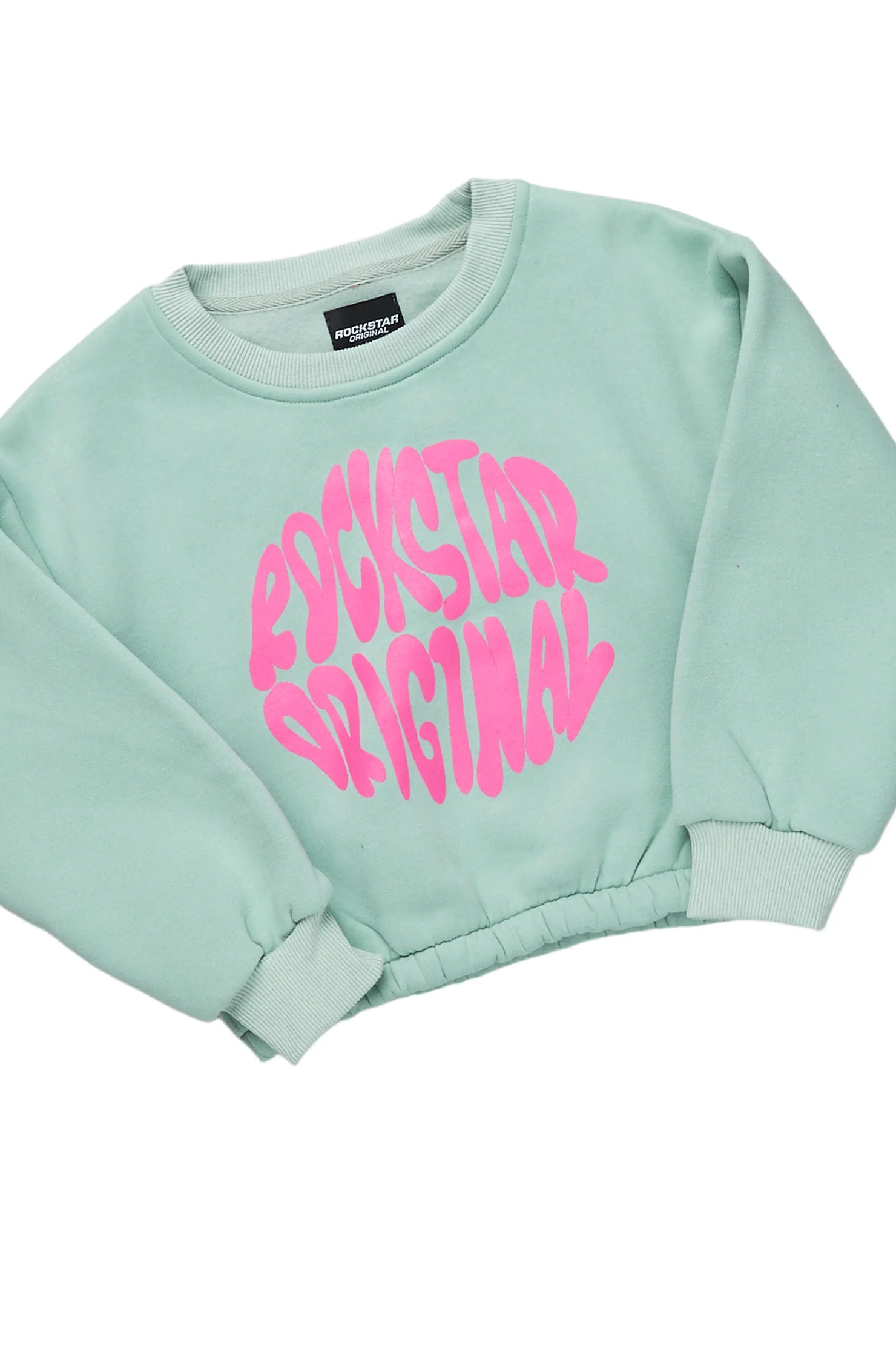 Girls Beena Sage Crop Top Short Set