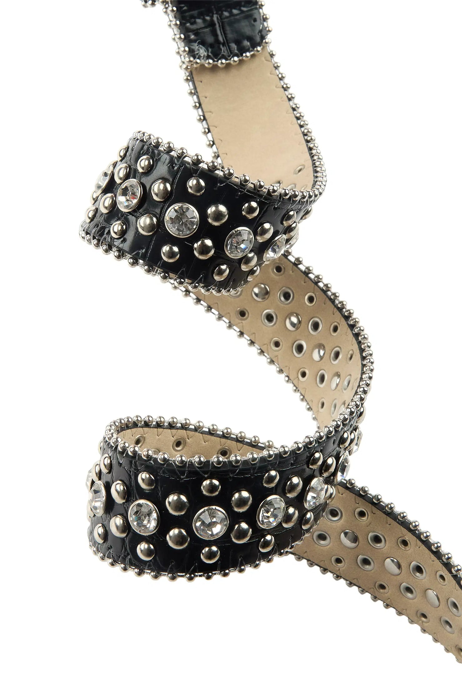 Elm Black Rhinestones Rockstar Logo Belt