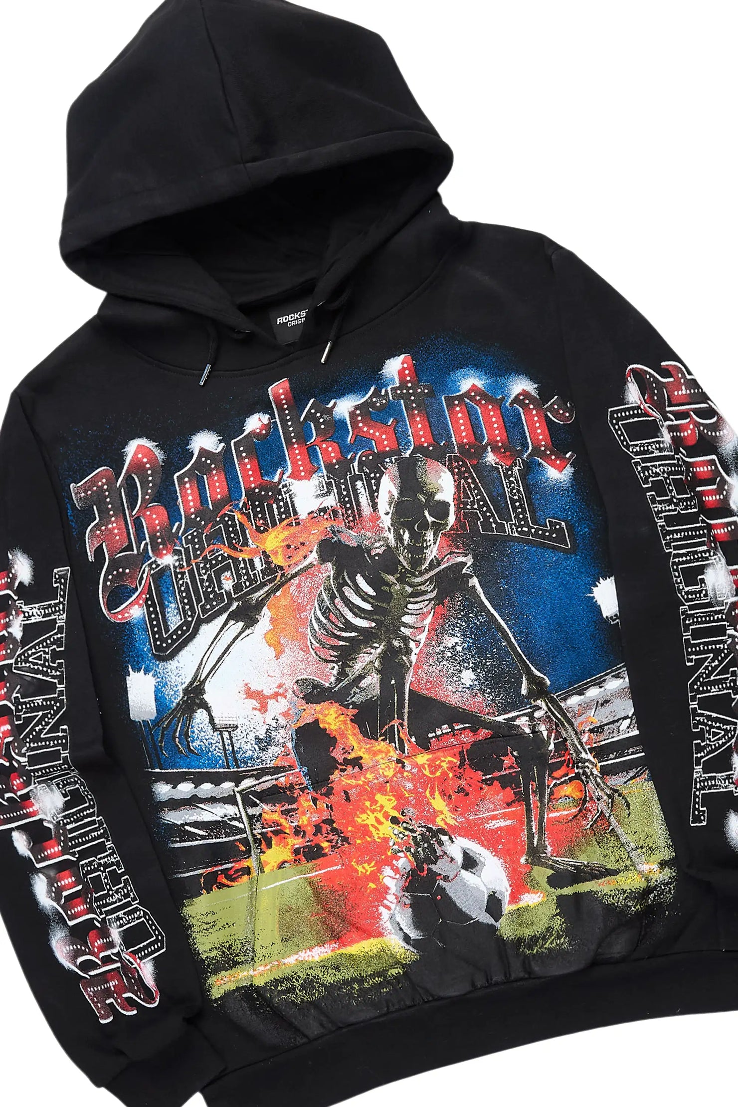 Rodgers Black/Multi Hoodie/Baggy Stacked Track Pant Set