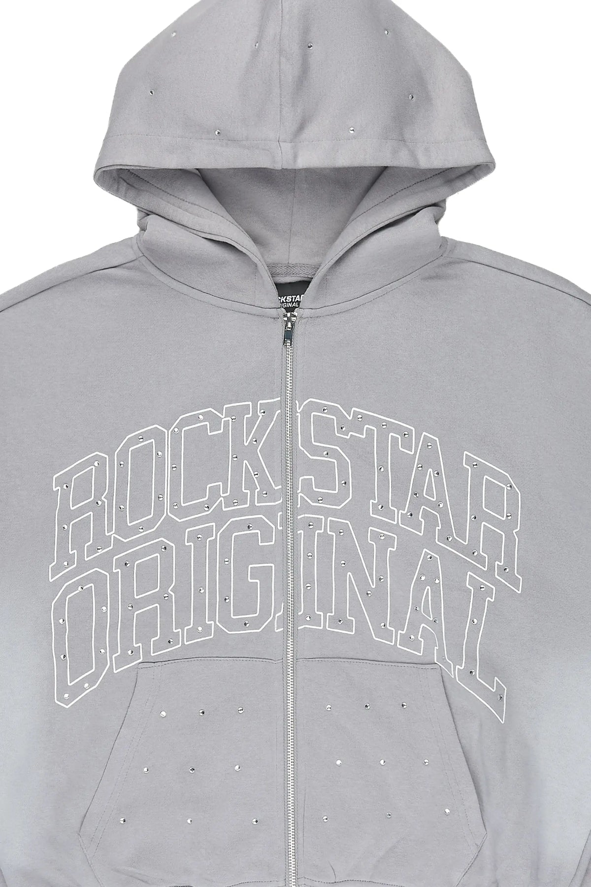 Dripped Vintage Grey Rhinestone Hoodie