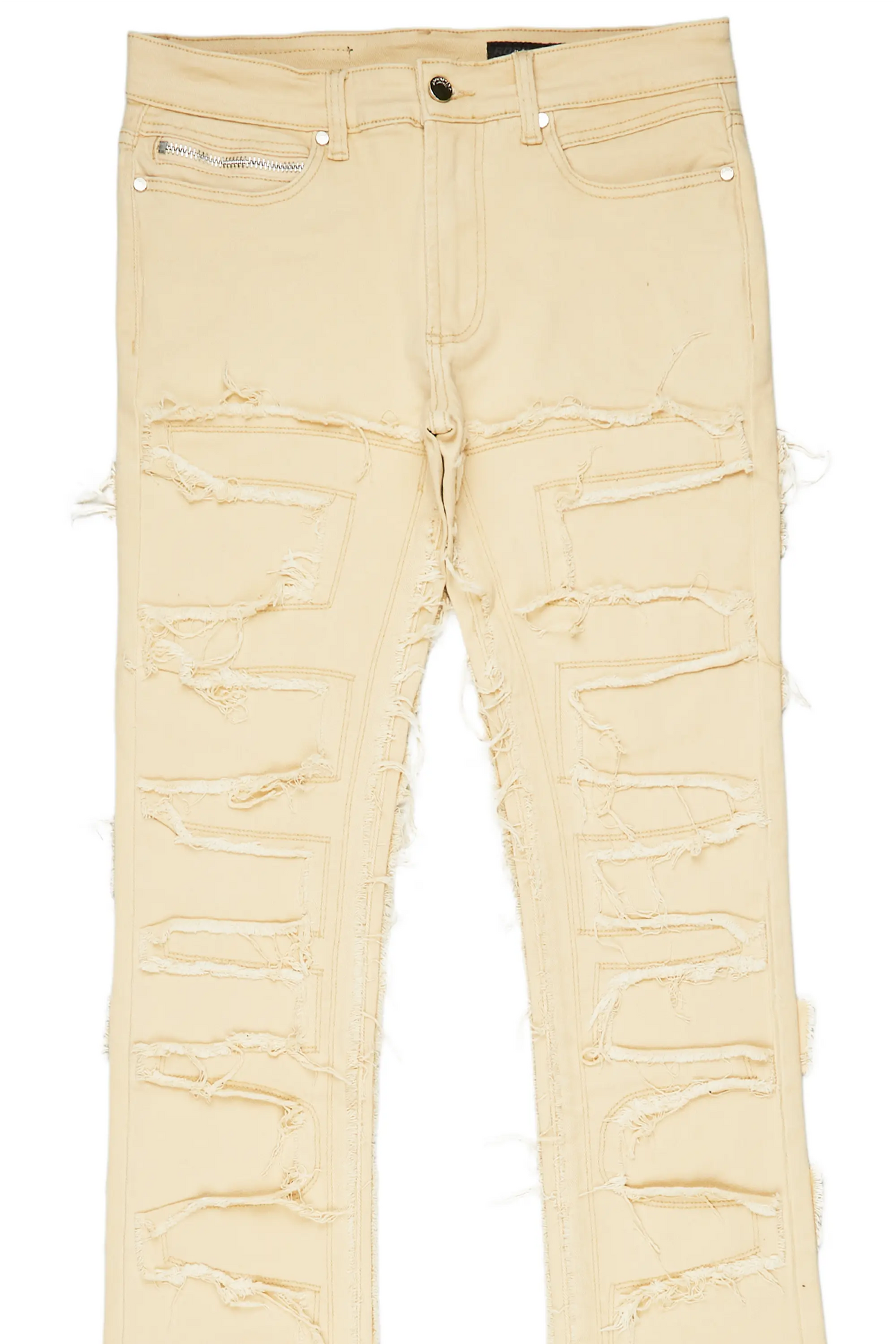 Hallie Beige Super Stacked Flare Jean