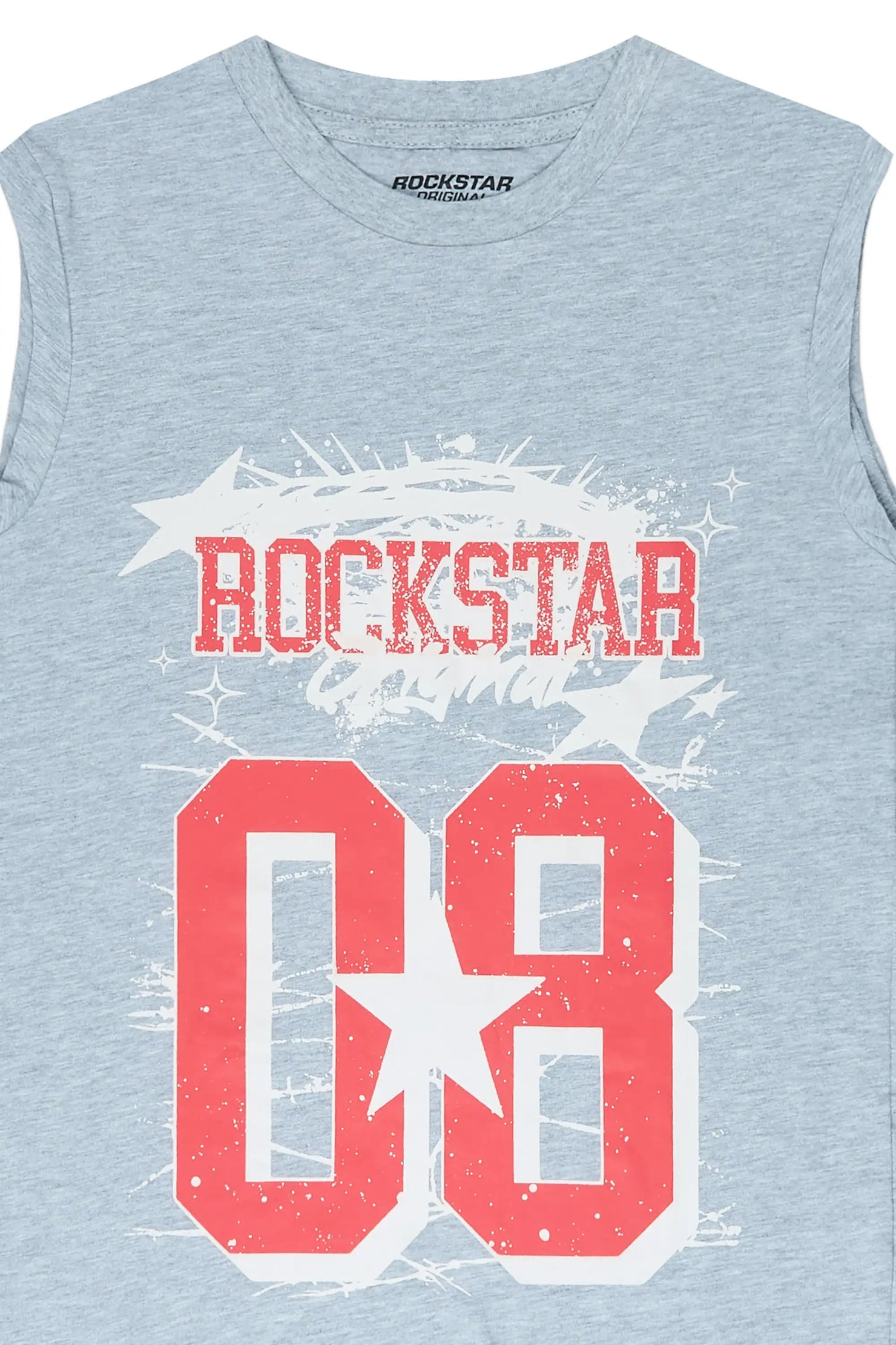 Boys Allstar Grey/Red Cut Off Graphic T-Shirt