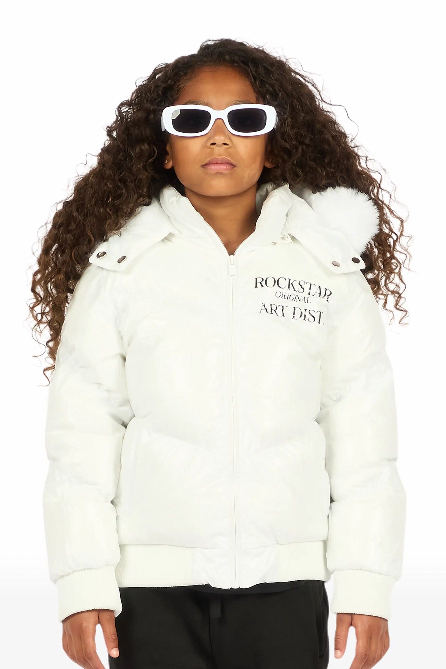 Girls Destina White Puffer Jacket