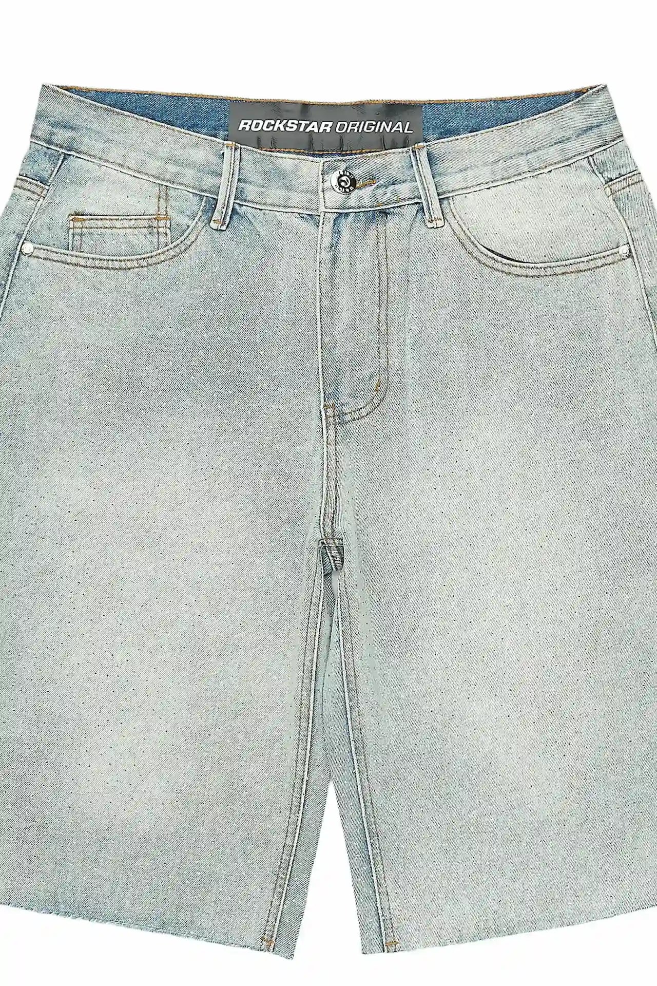 Brayan Light Blue Rhinestones Denim Short