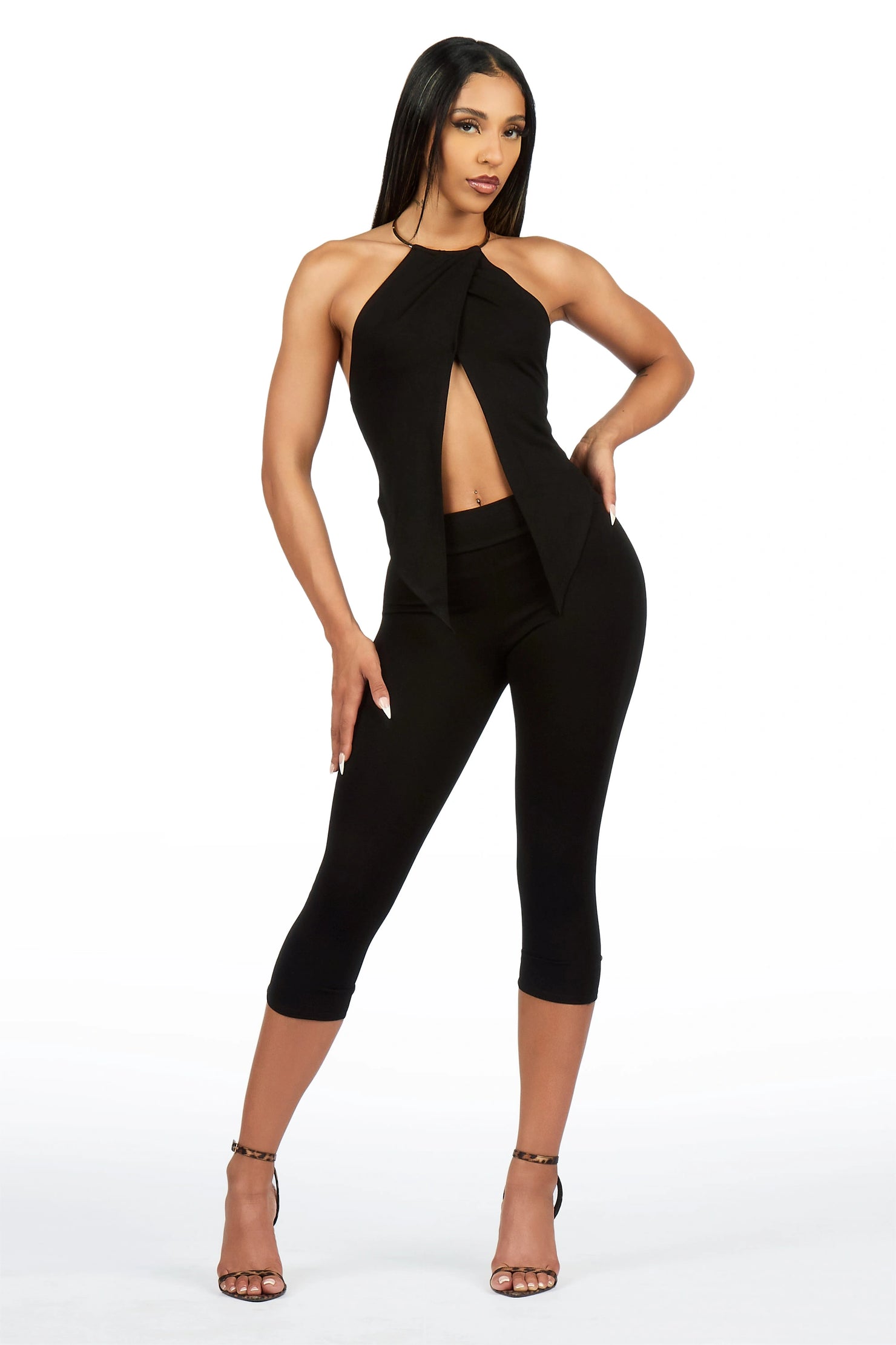 Fly-aay Black 2 pc Capri Set