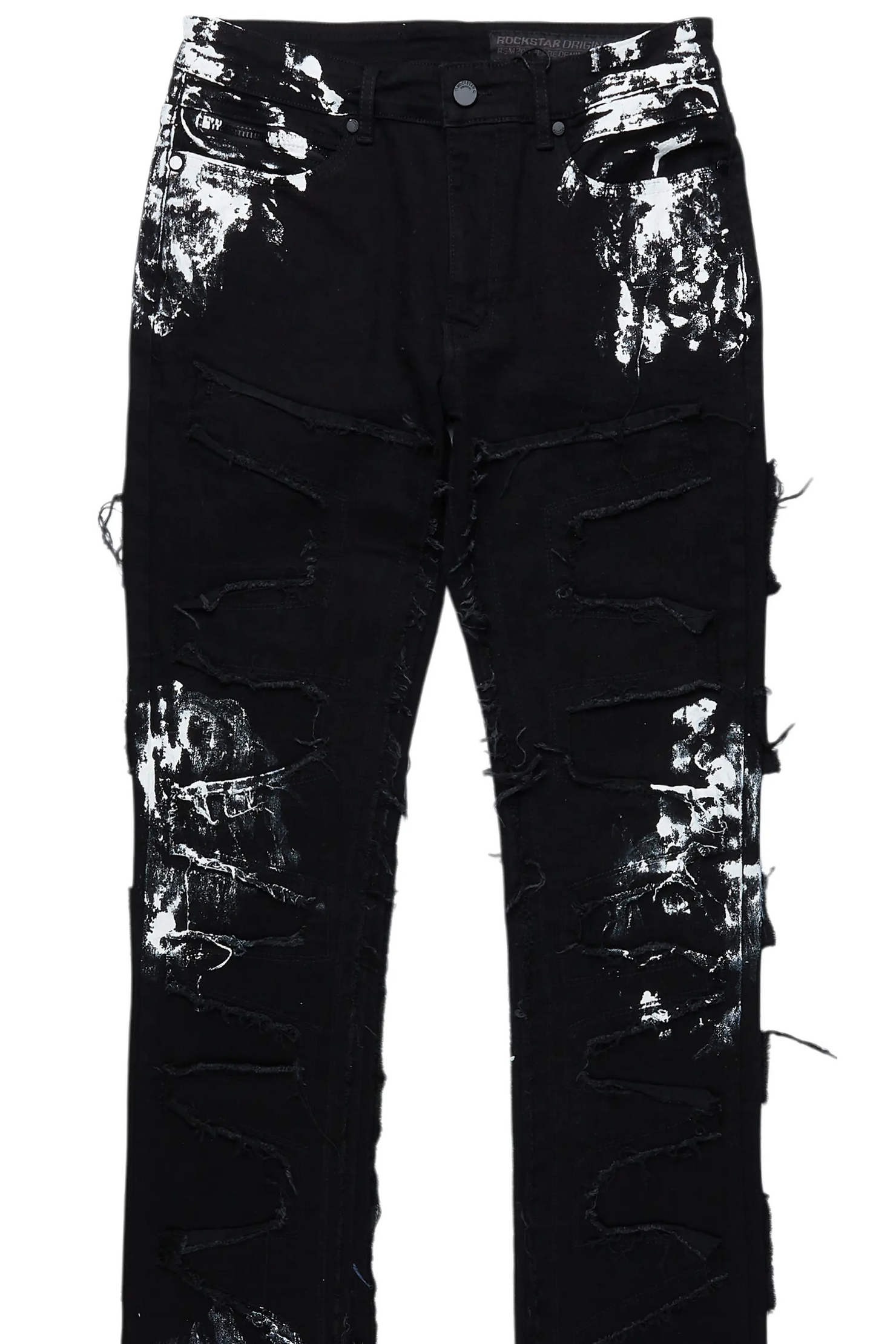 Kodak Black/White Painter Stacked Flare Fringe Jean