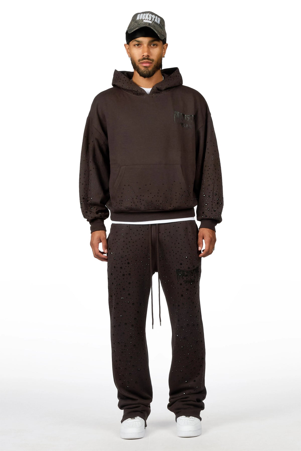 Twinkle Iron/Black Rhinestone Hoodie Relaxed Track Set