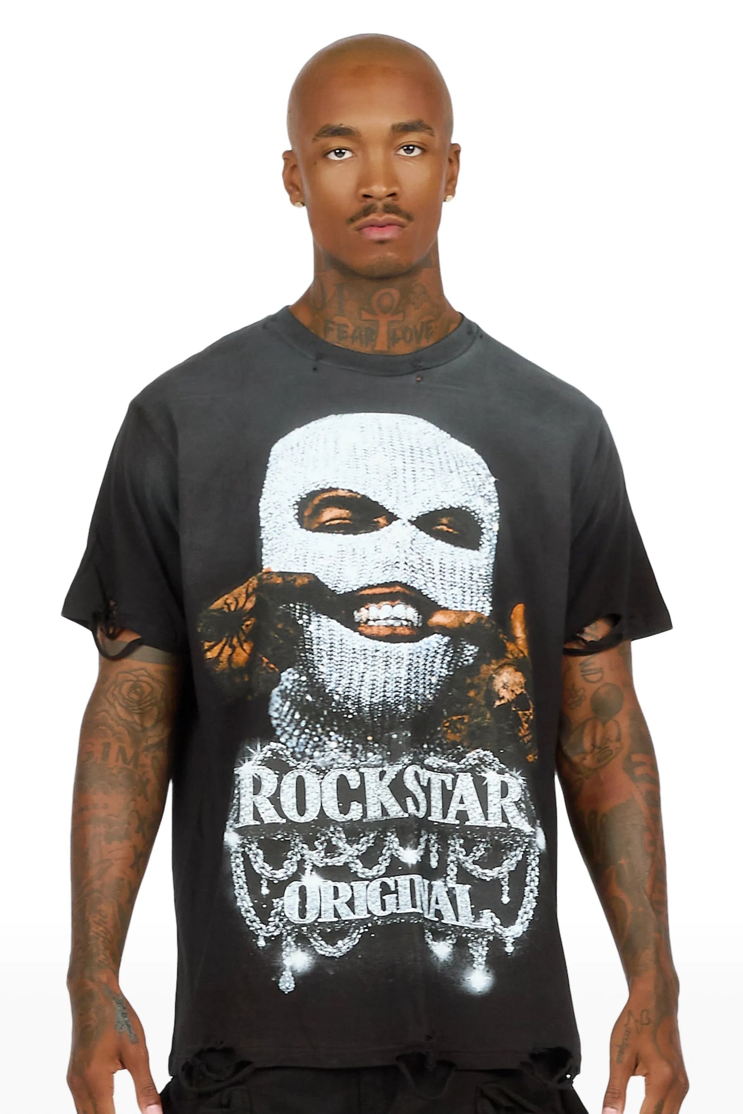 Philes Black Oversized Graphic T-Shirt