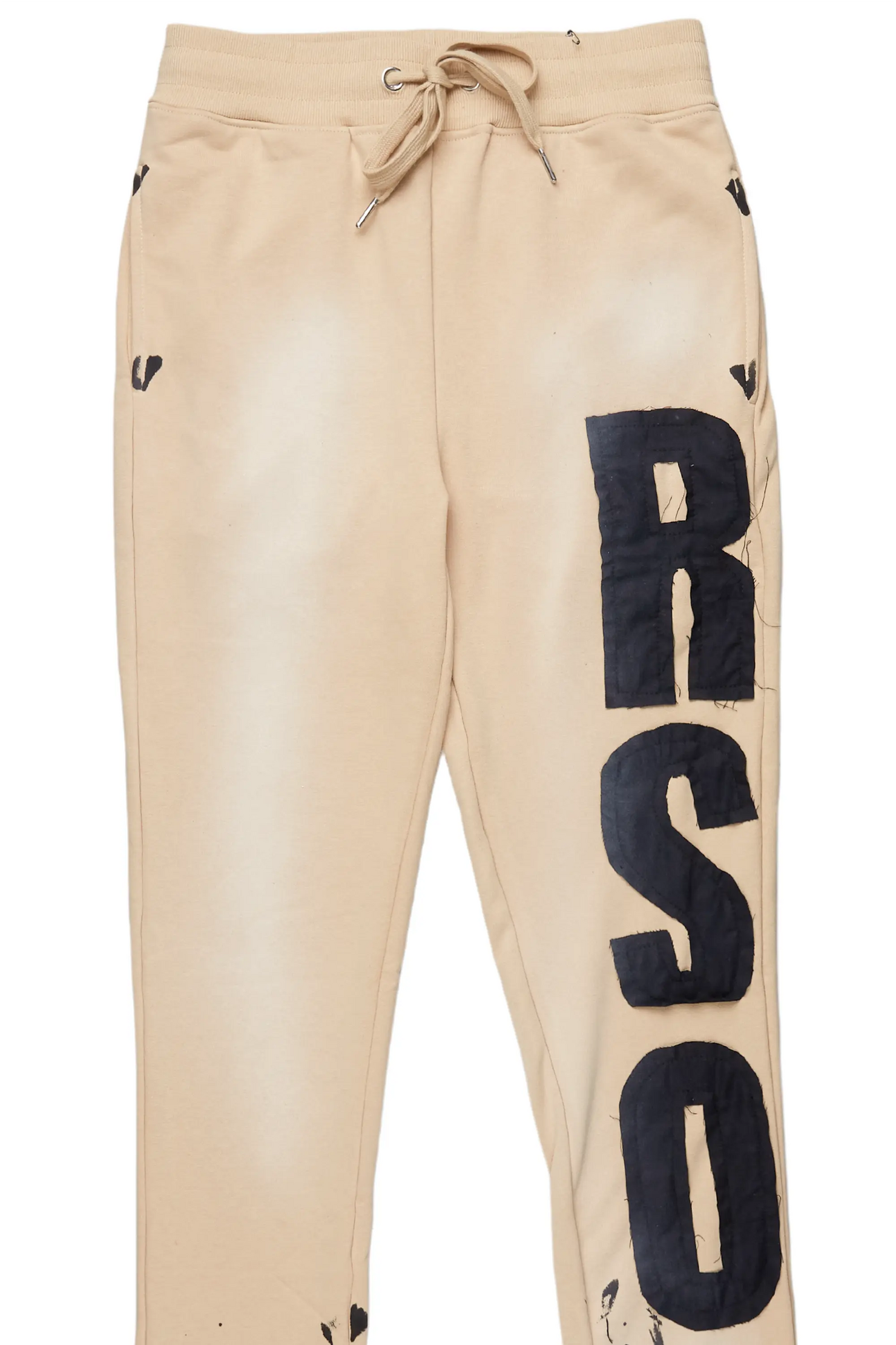 Acotas Khaki Patchwork Stacked Flare Pants