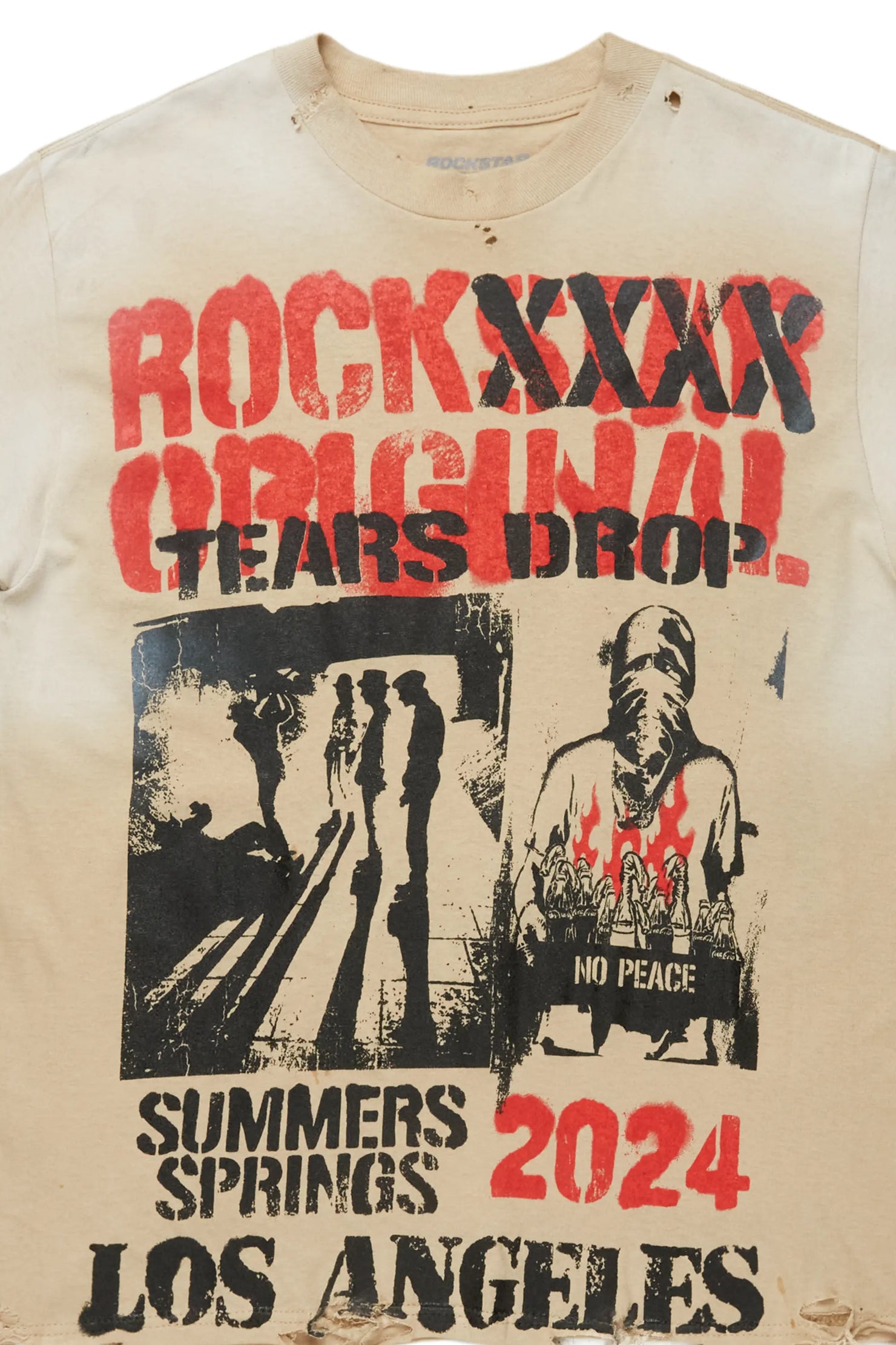 Omer Beige Oversized Graphic T-Shirt