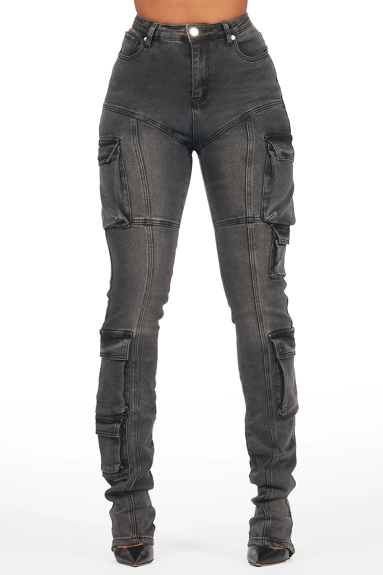 Jaylin Black Wash Skinny Stacked Jean