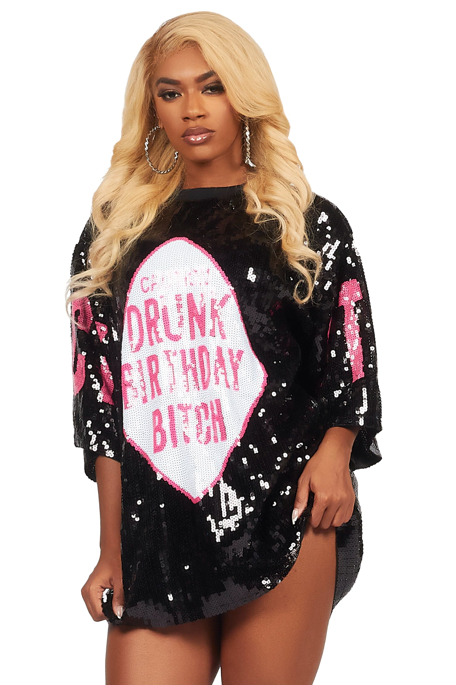 Birthday Bitch Black Sequin Mini Dress