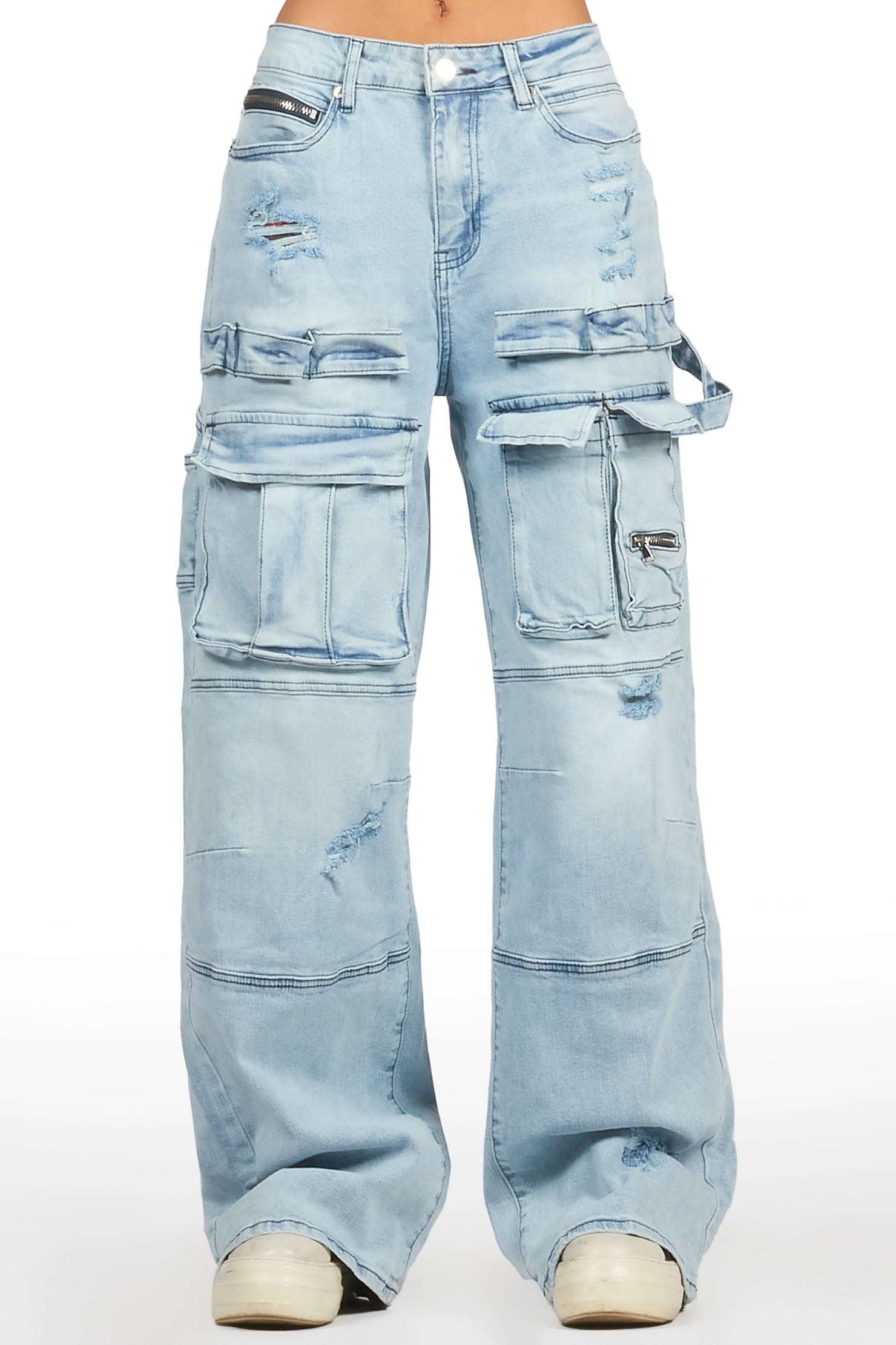 Shakyra Light Wash Baggy Cargo Jean