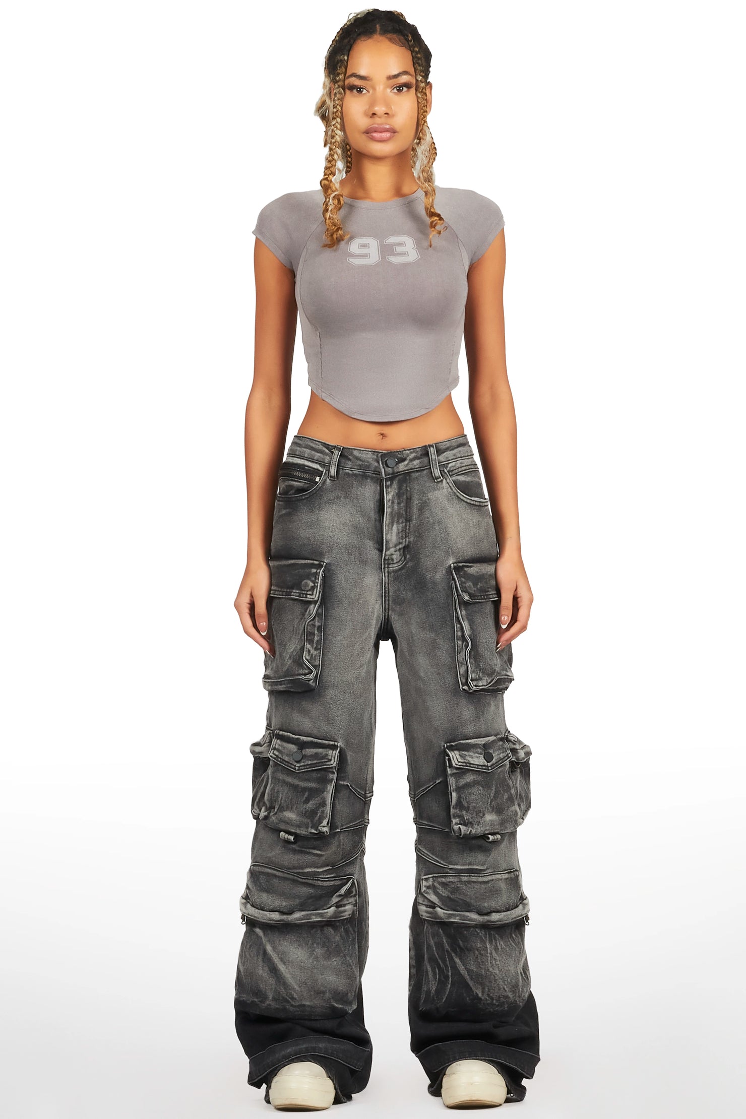 Sequoia Grey Wash Baggy Cargo Jean