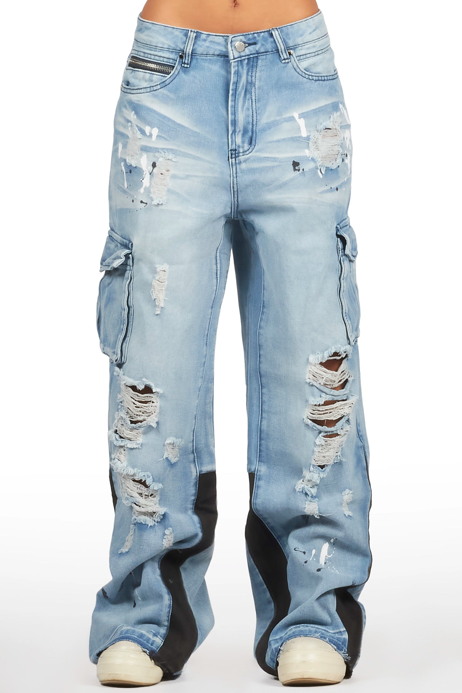 Mileah Light Wash Baggy Cargo Jean