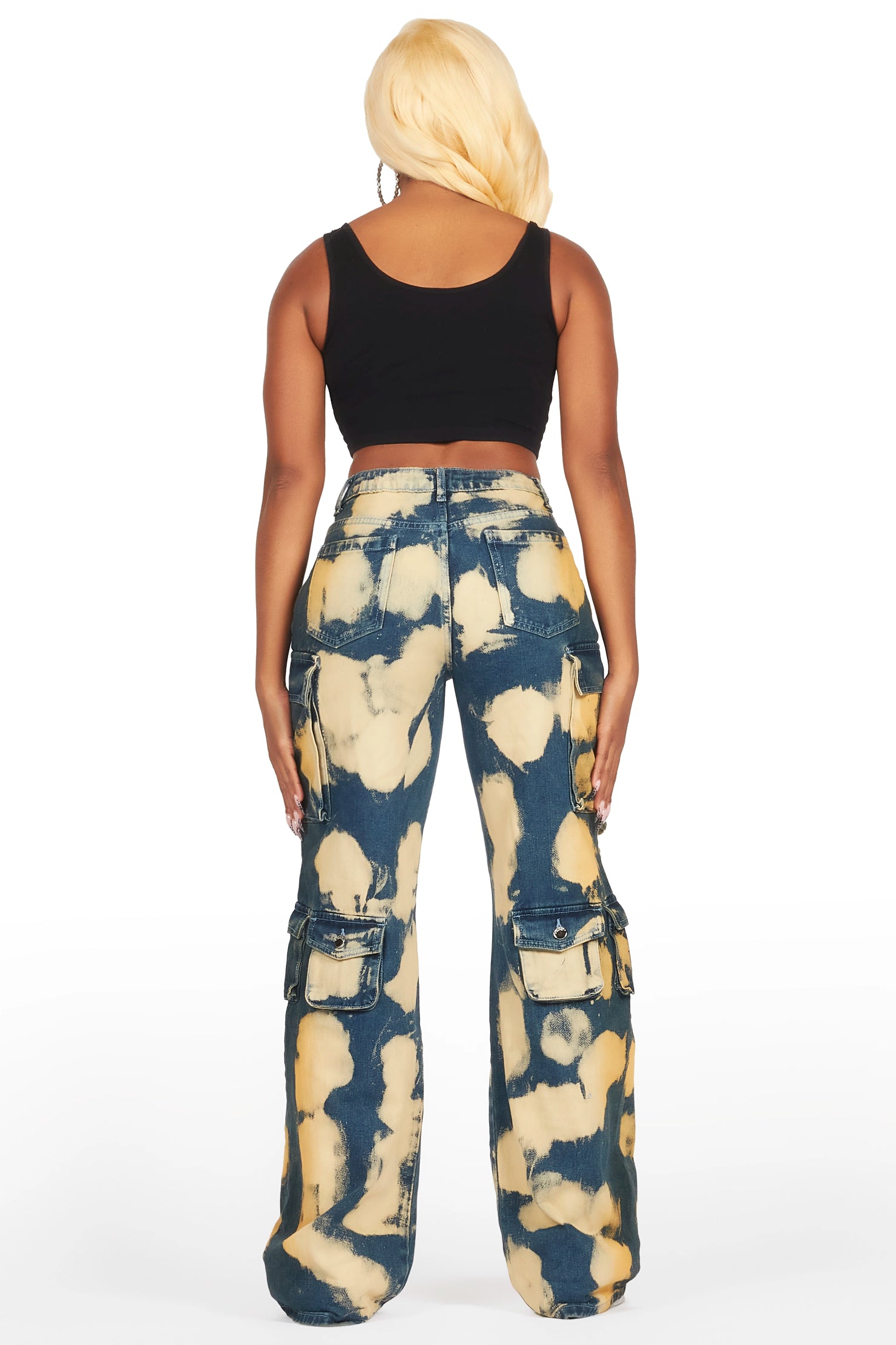 Jahmani Tinted Dirty Wash Wash Stretch Wide Leg Jean