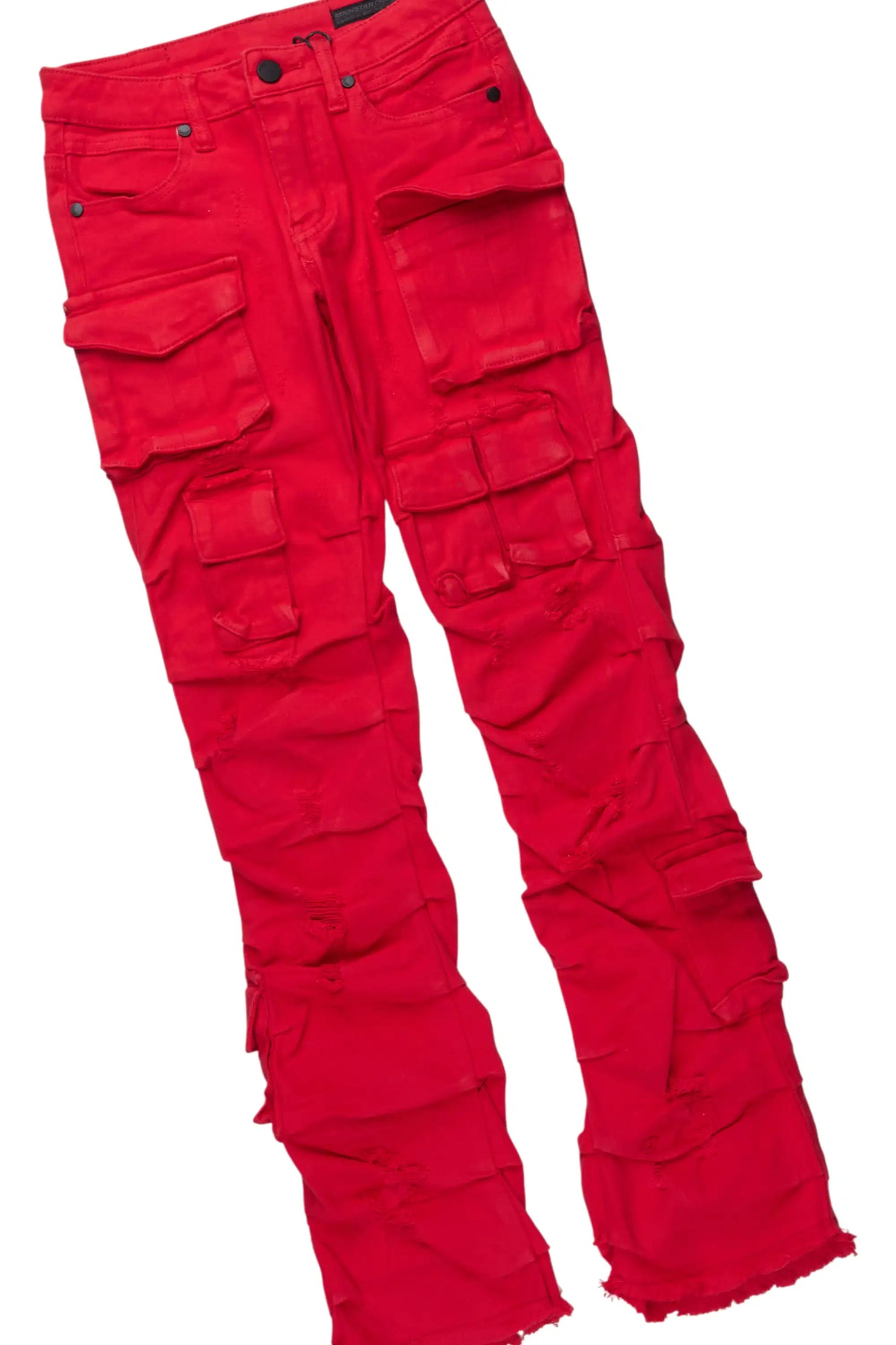 Girls Palmira Black Hoodie & Gentry Red Stacked Jean Set