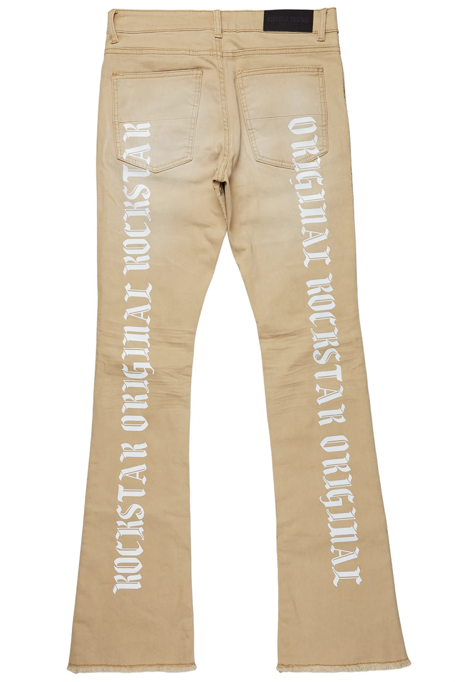 Reki Beige Painter Stacked Flare Jean