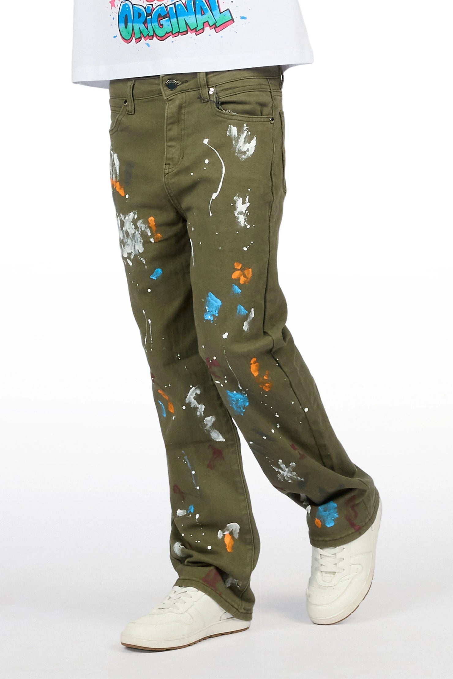 Boys Vicente Olive Straight Fit Jean