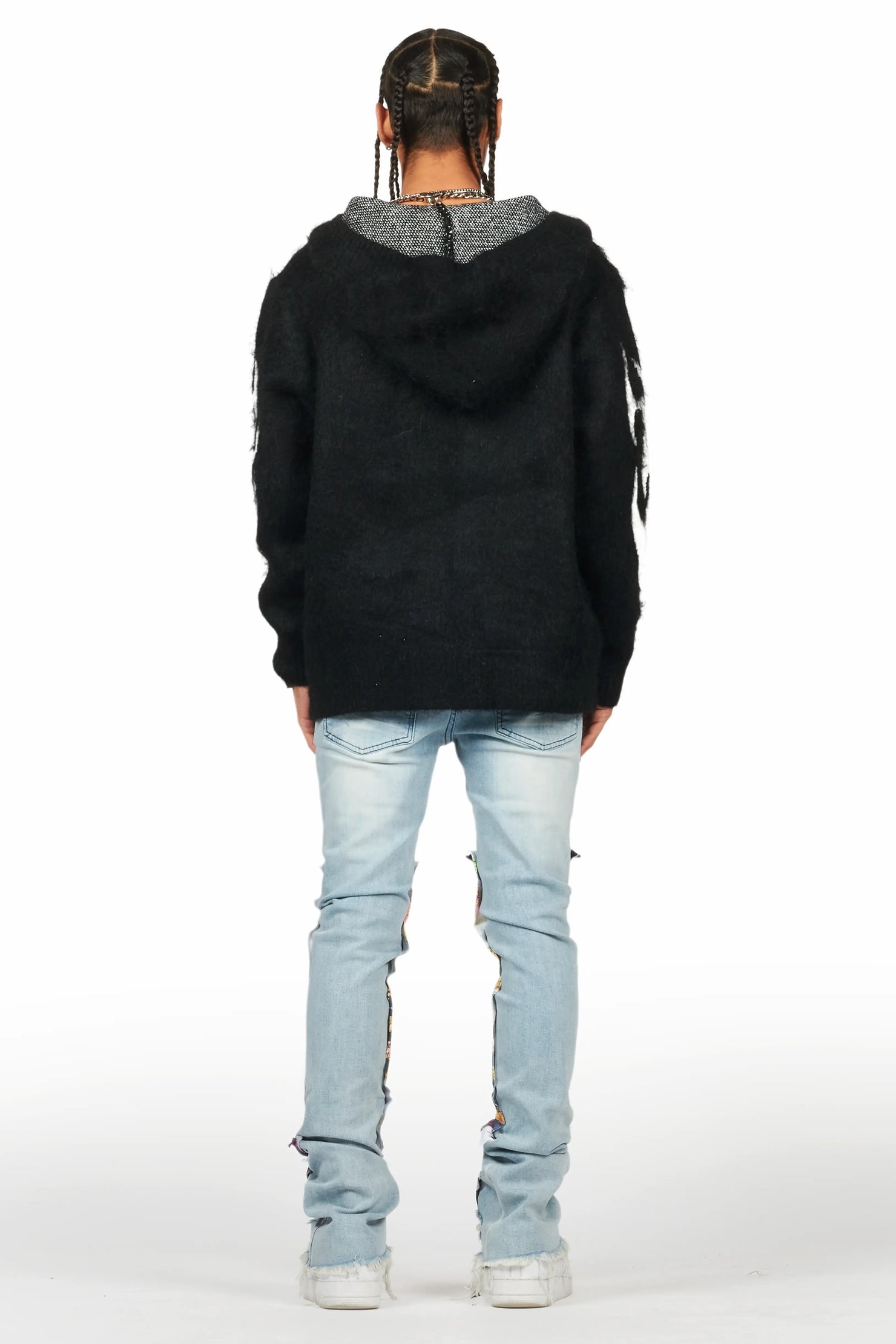 Savage Blue Patchwork Stacked Flare Jean