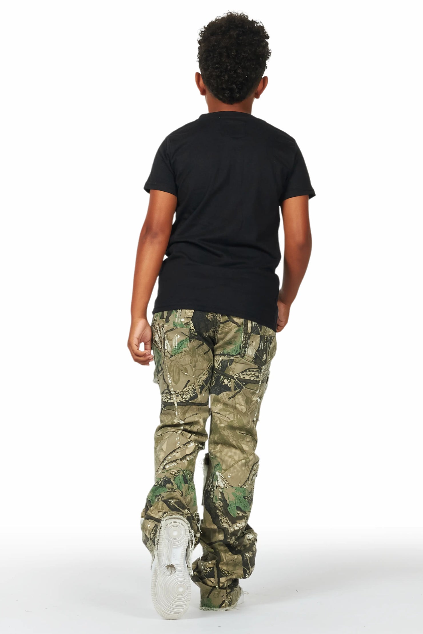Boys Petrus Tree Camo Stacked Flare Jean