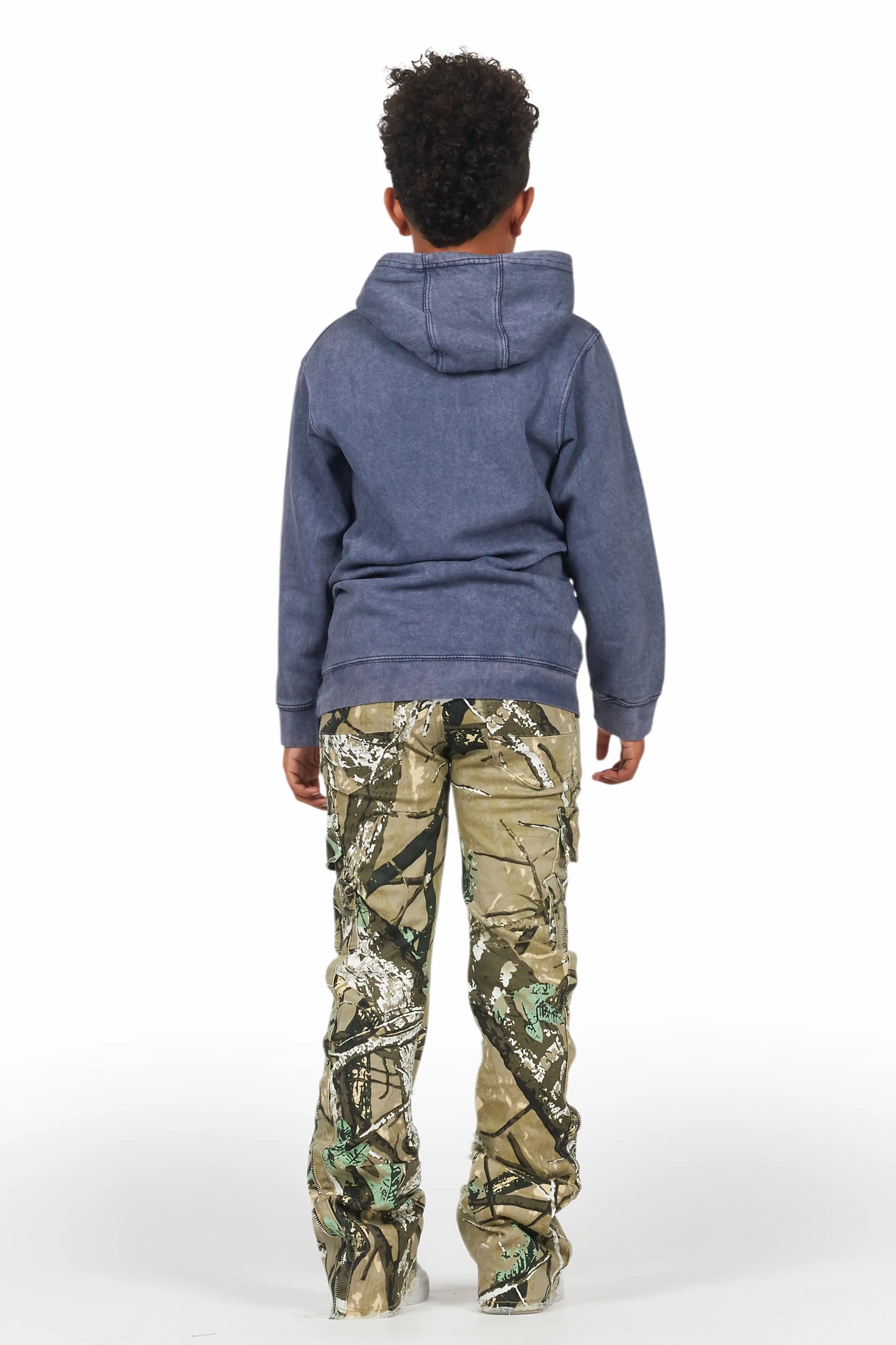 Boys Beau Vintage Navy Hoodie & Hutch Tree Camo Stacked Jean Set