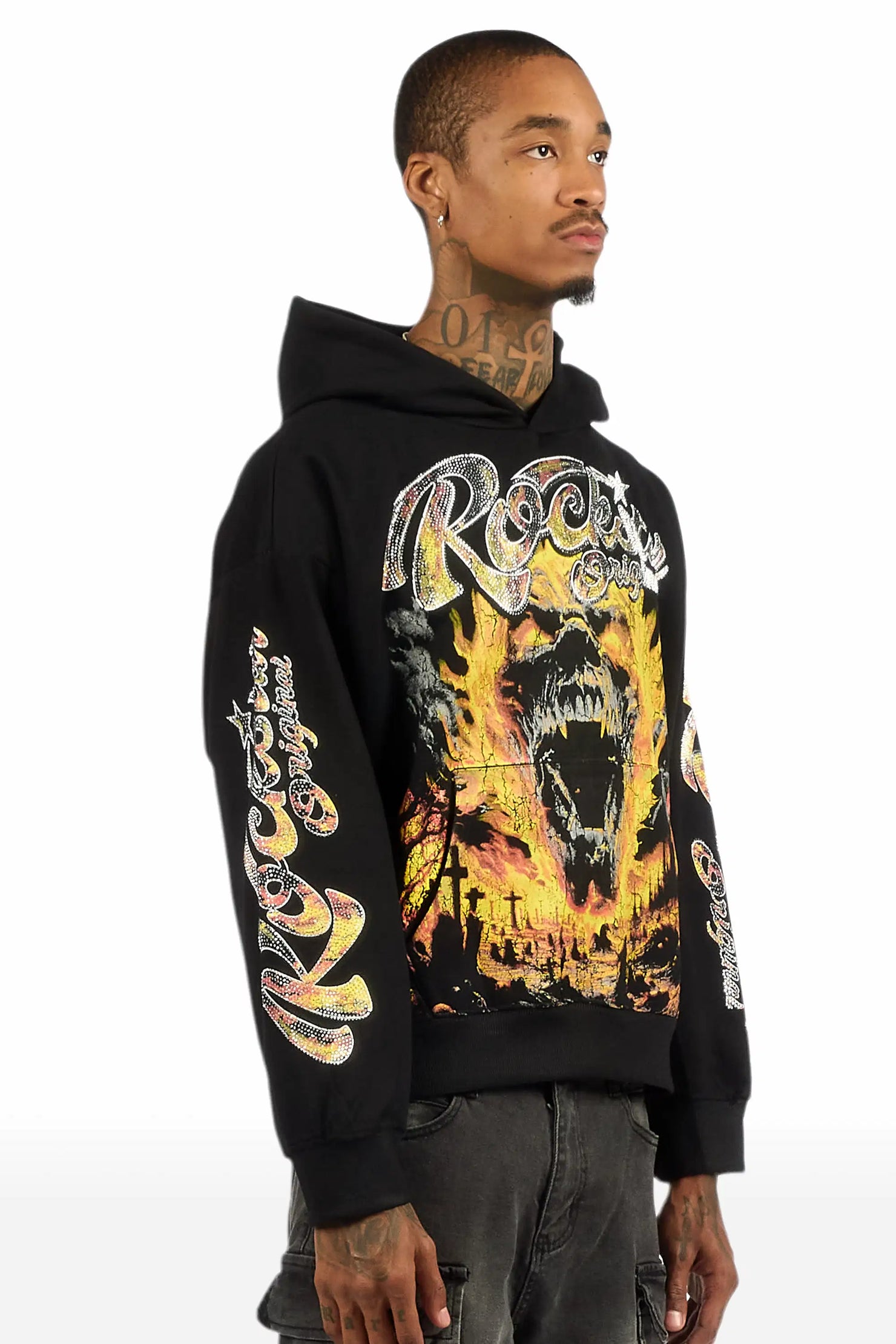 Brun Black Rhinestone Oversized Hoodie