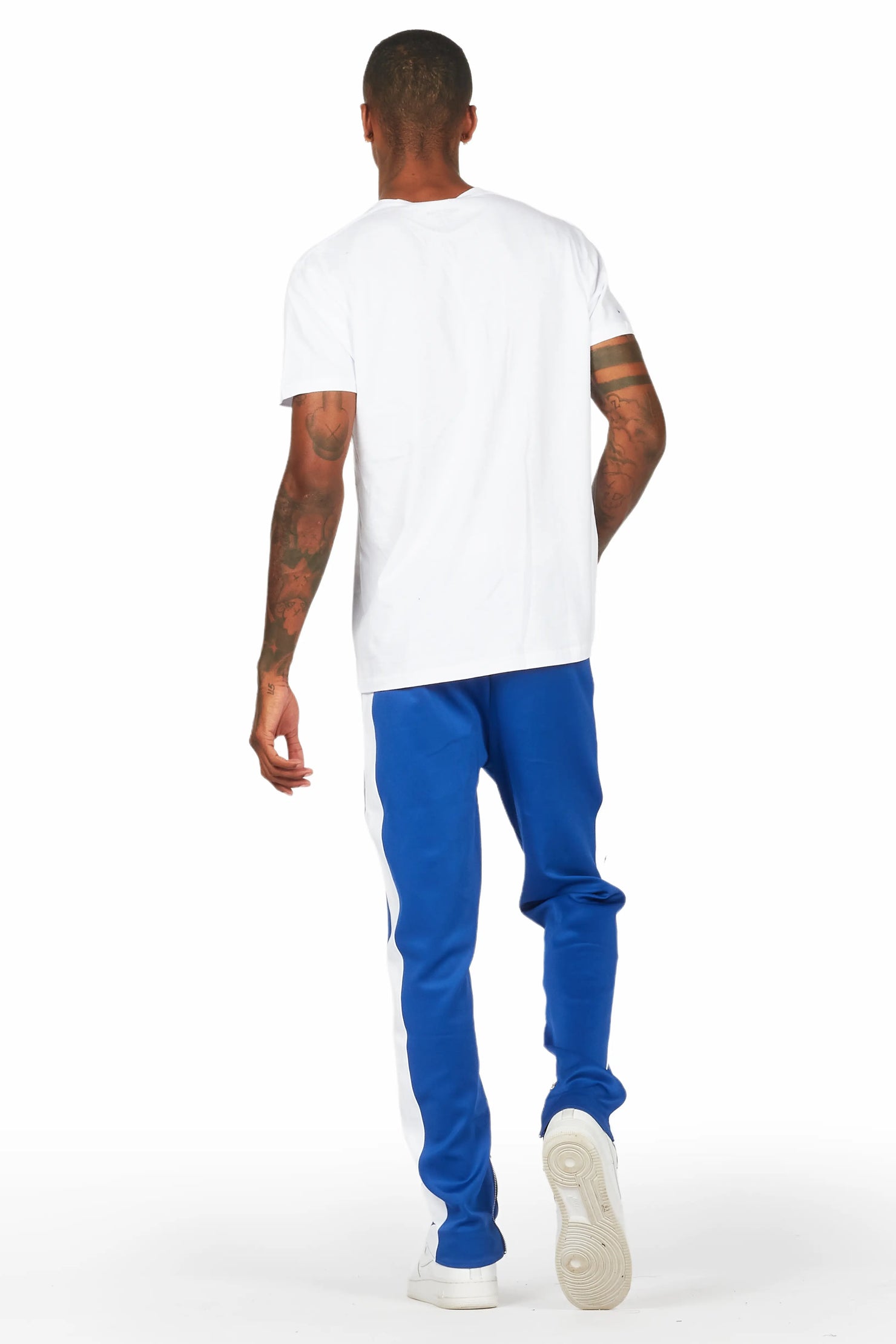 Aden White/Royal T-Shirt/Slim Fit Track Set