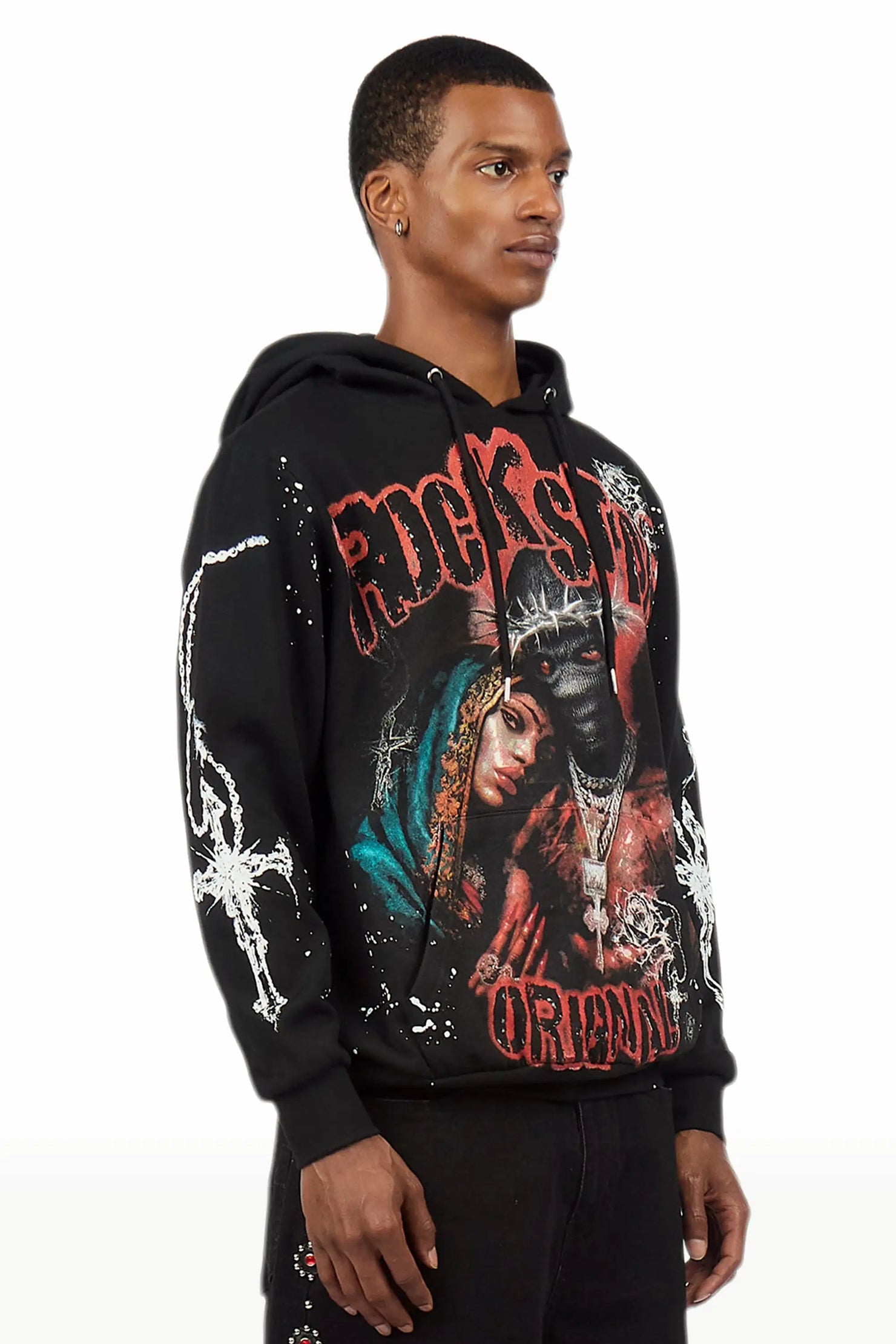 Vontae Black/Red Painted Hoodie