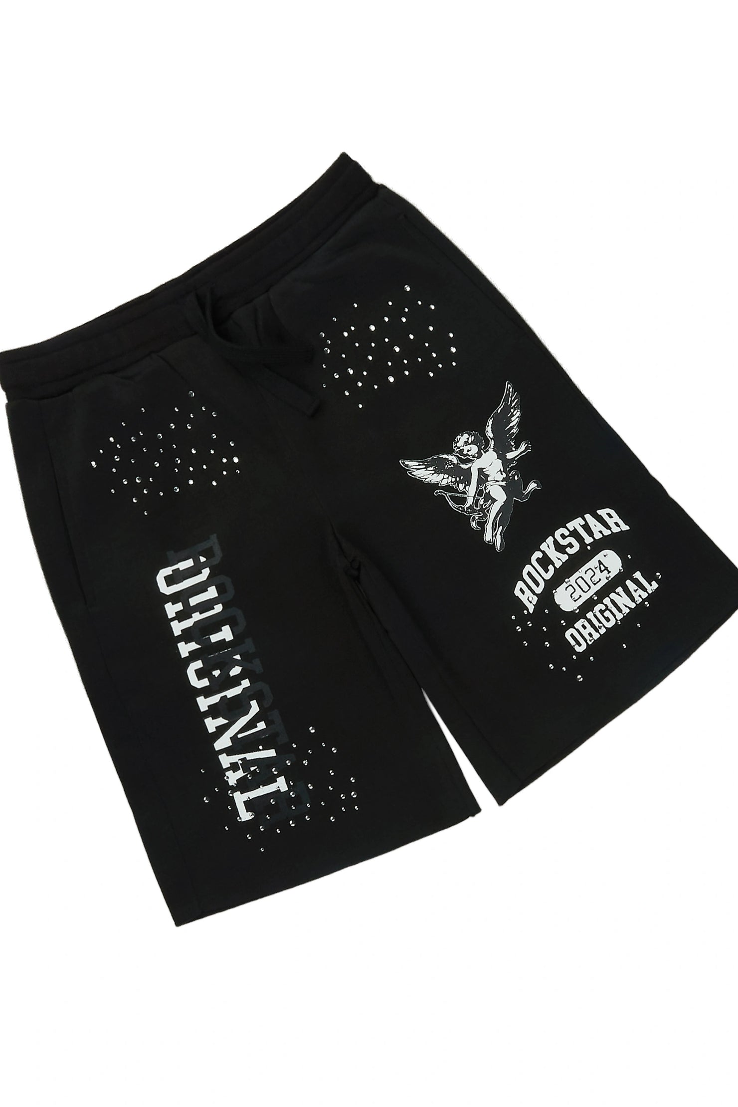 Boys Gutta Black Rhinestone Boxy T-Shirt/Short Set
