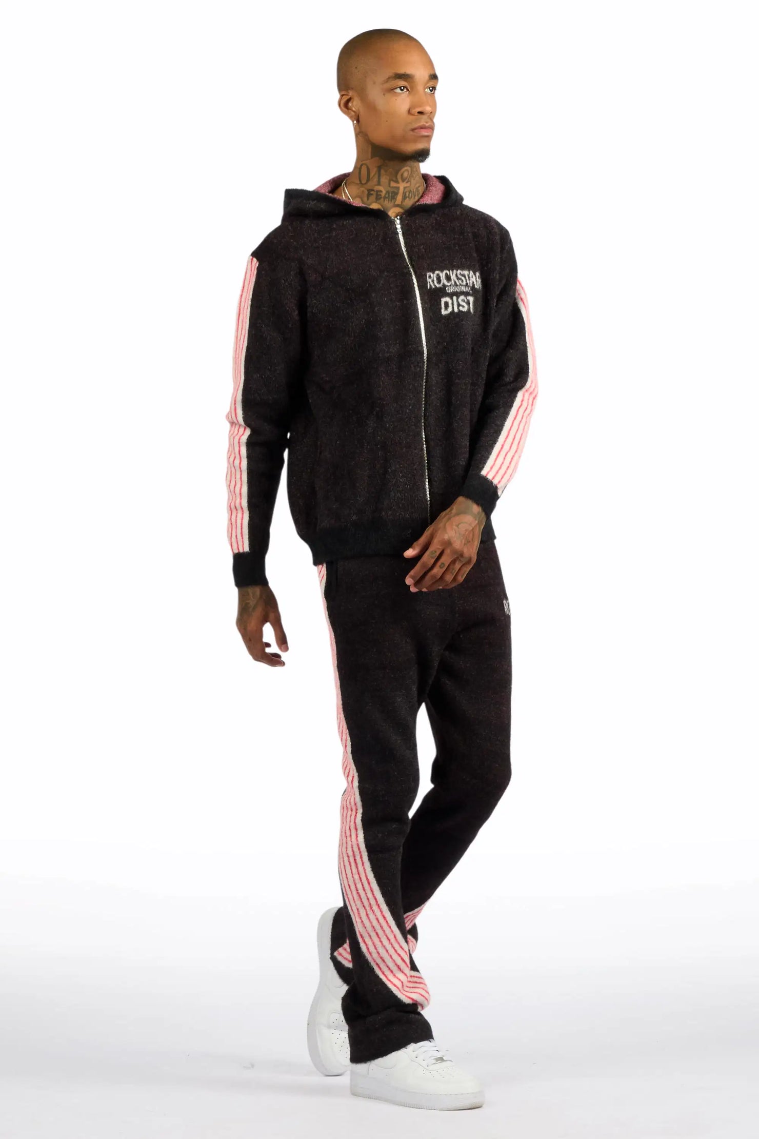 Levin Black Hoodie Baggy Track Set