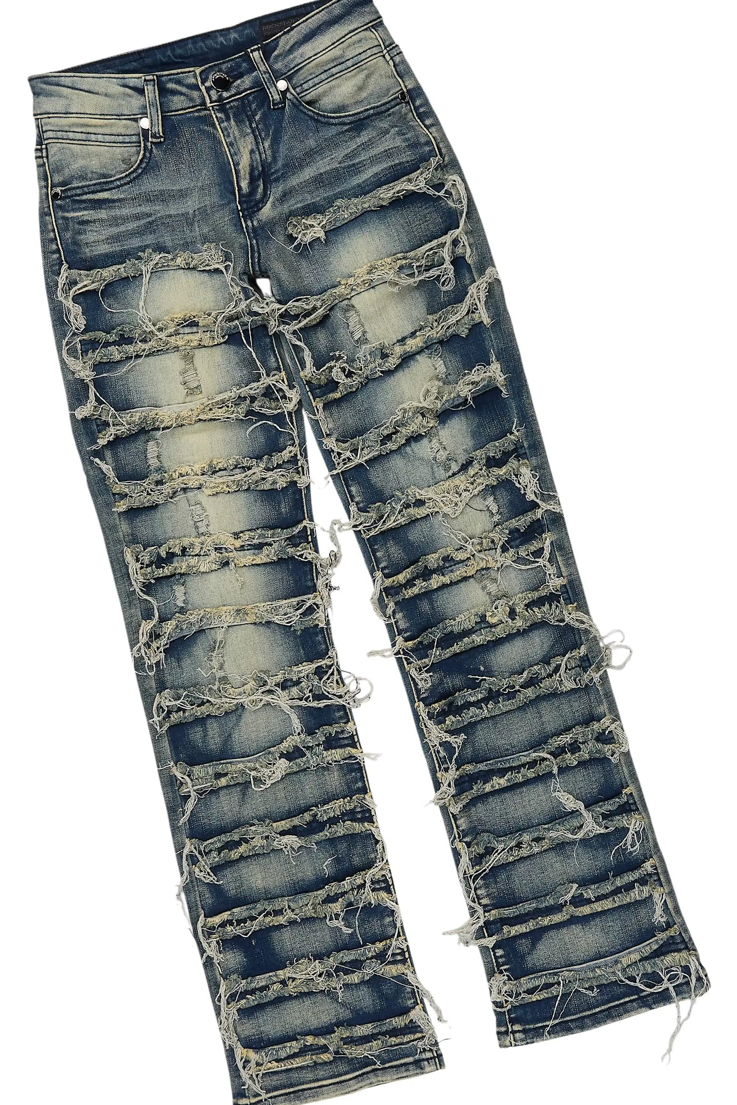 Boys Amos Black Hoodie/Stacked Jean Set