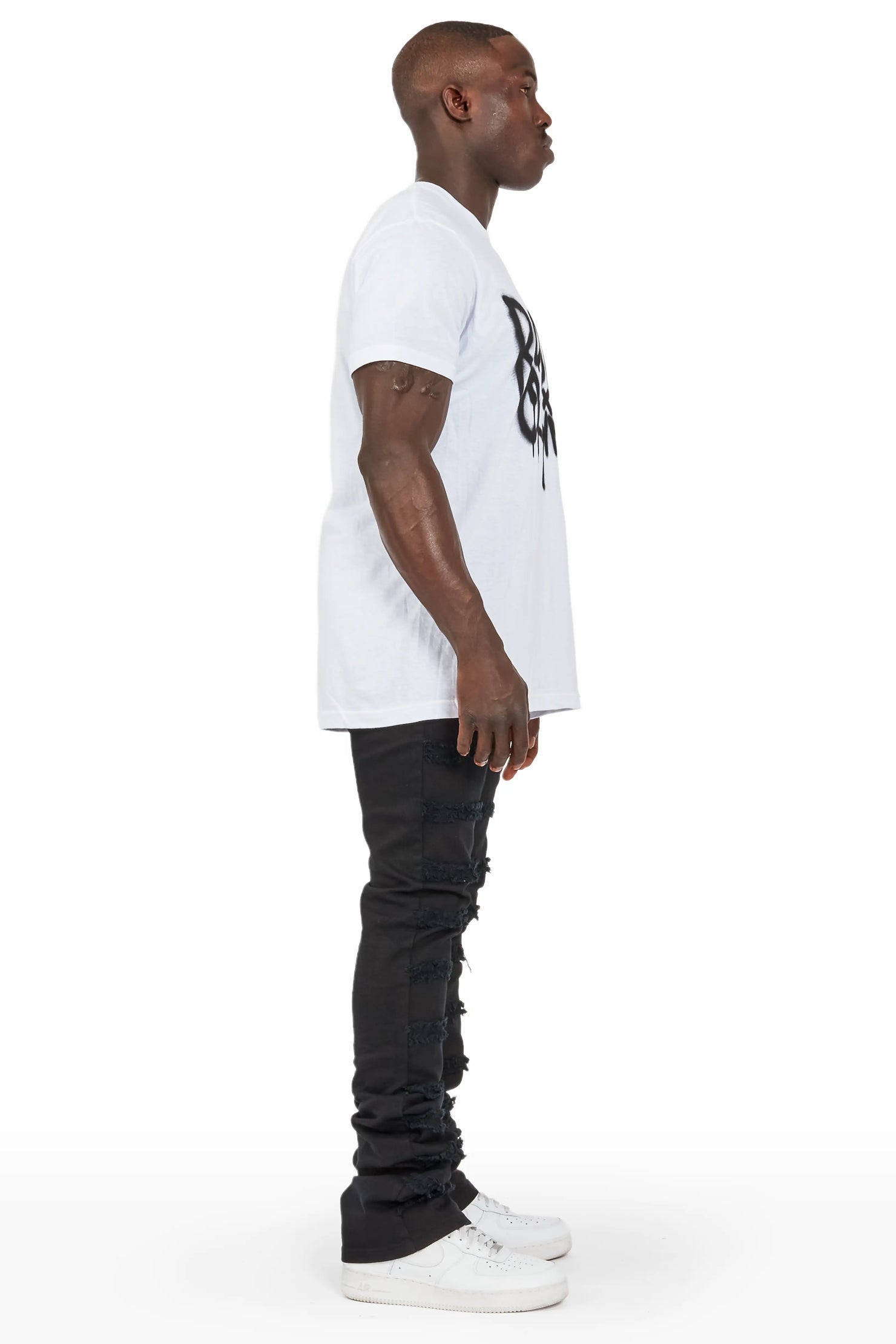 Niklaus Jet Black Stacked FLare Jean