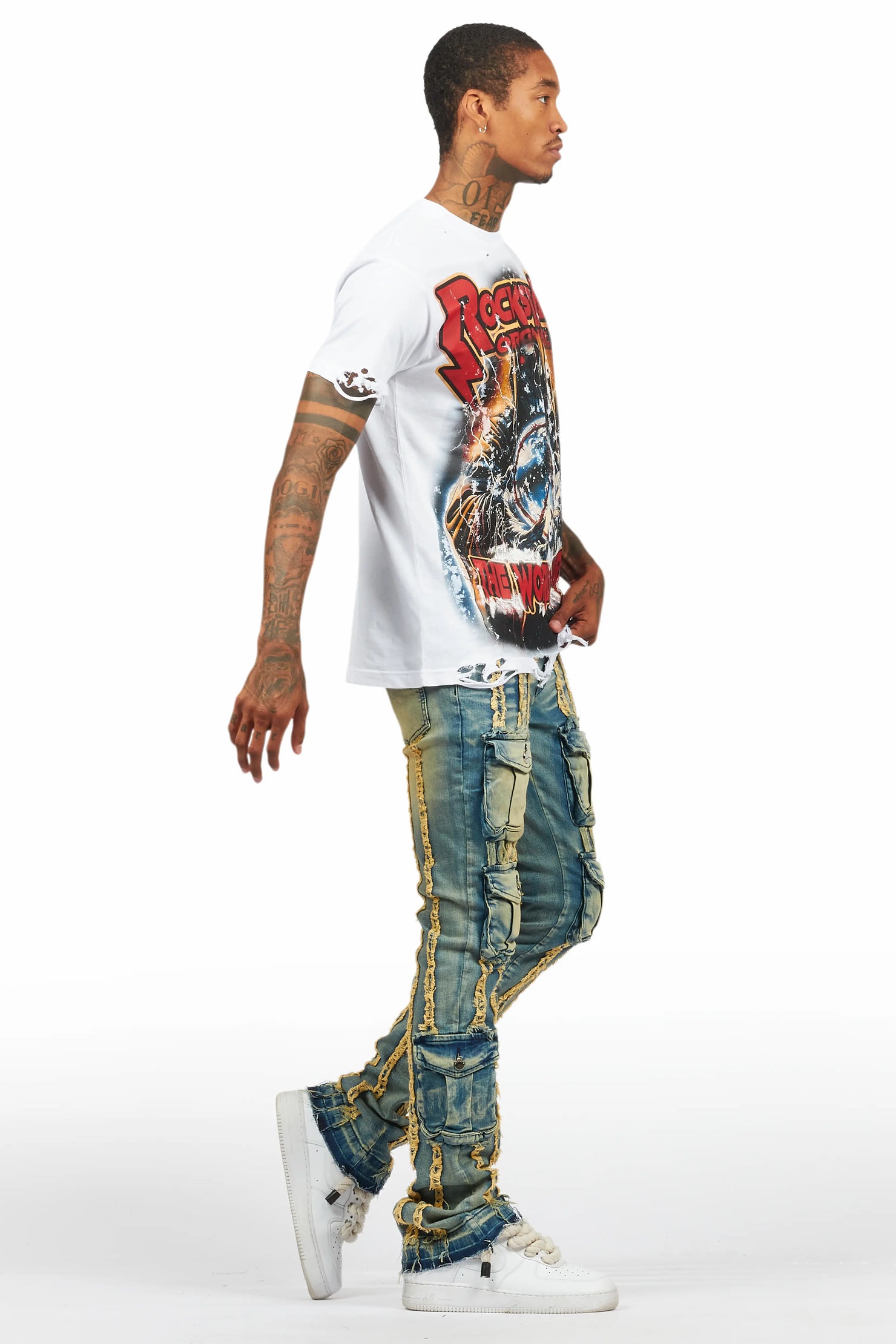 Frey Blue Stacked Flare Jean