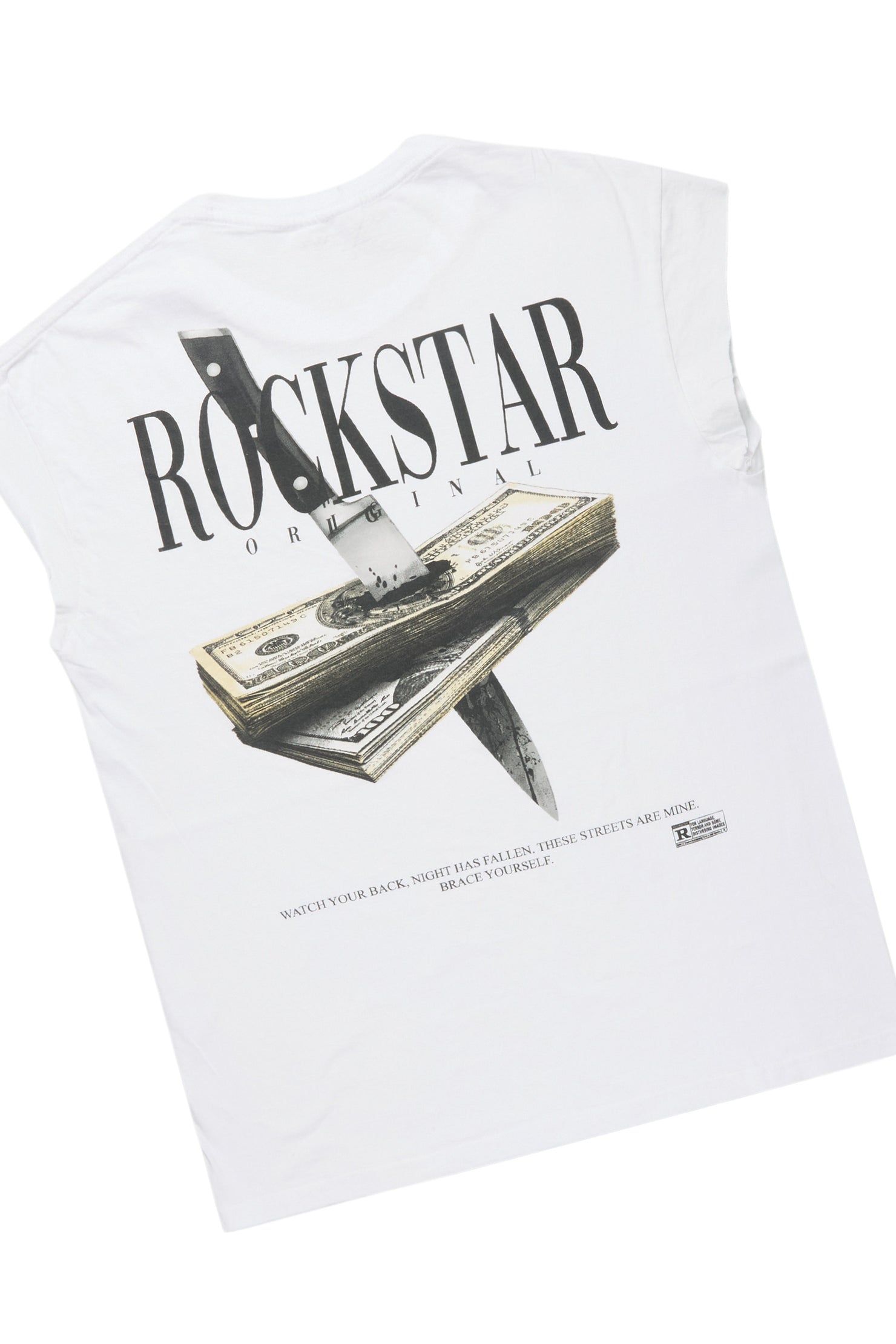 Dayte Nite White Muscle Tee/Denim Jort Set