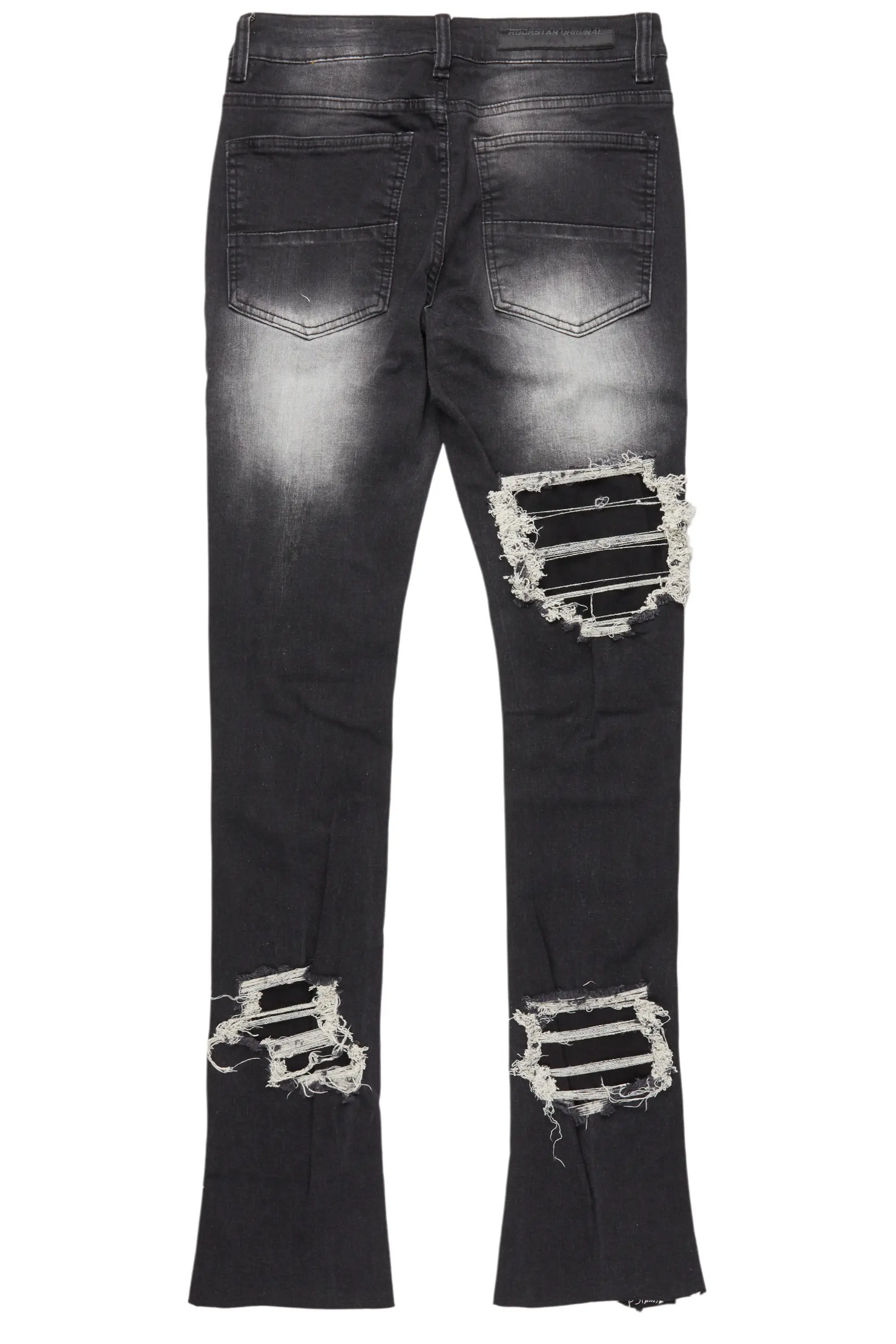 Fateh Dark Grey  Stacked Flare Jean